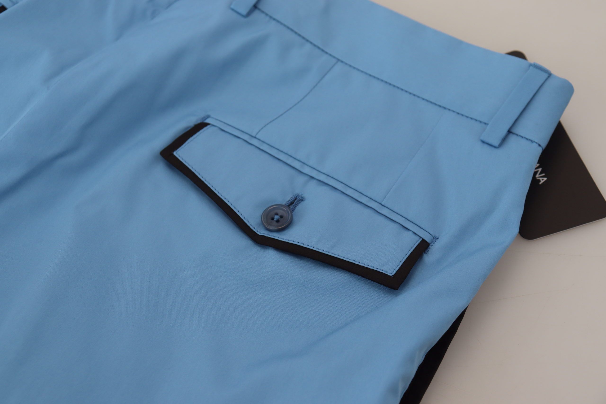 Blue Cotton Silk Trousers Chinos Pants