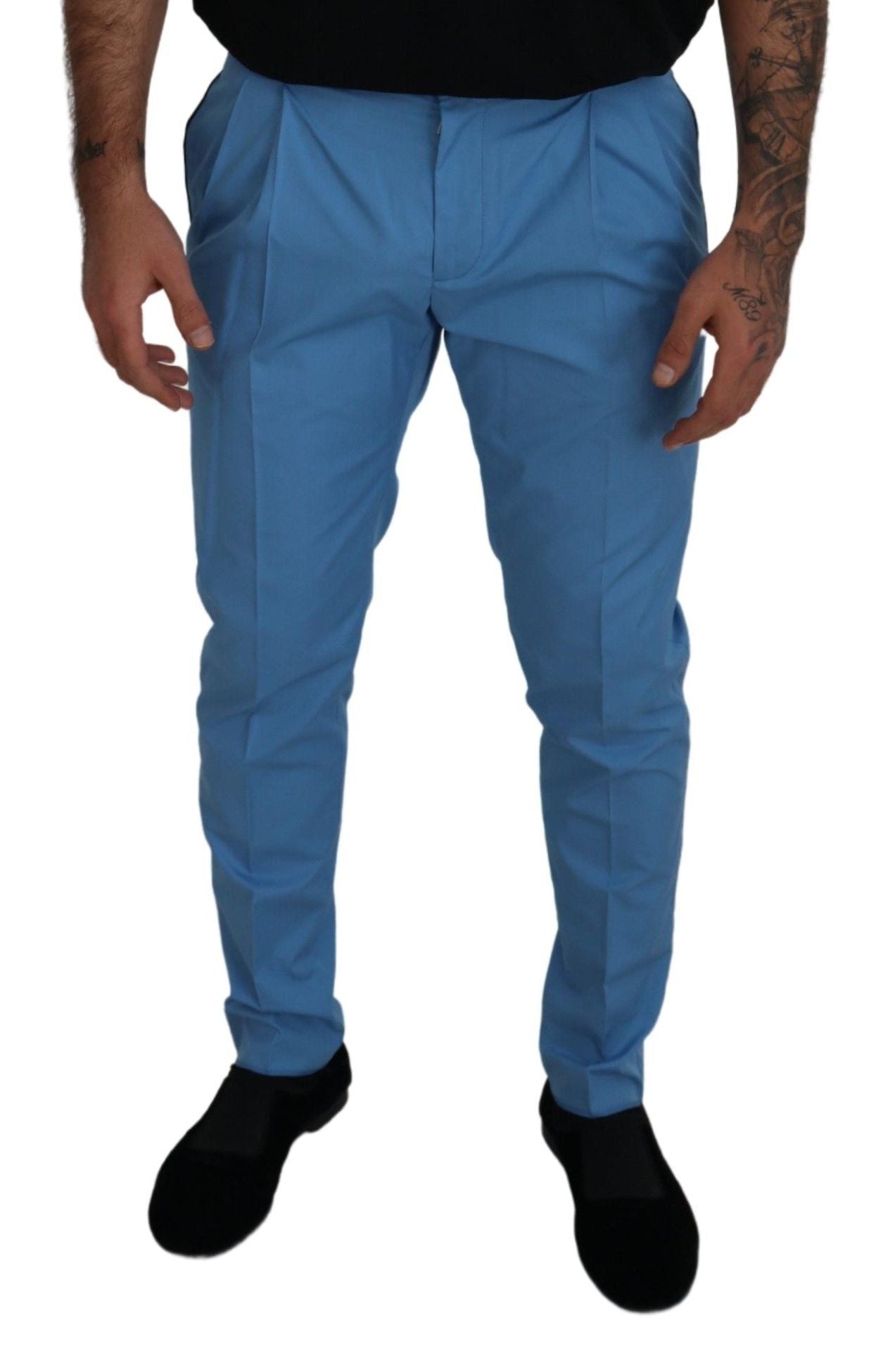 Blauwe katoenen zijden broek Chino's