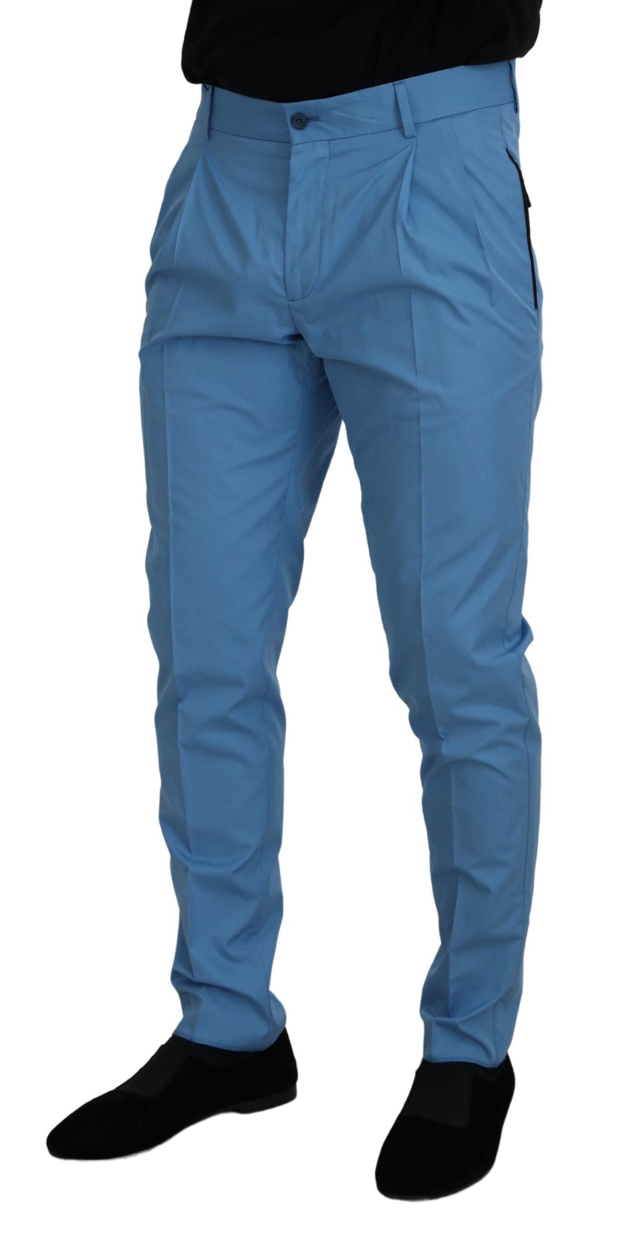 Blauwe katoenen zijden broek Chino's