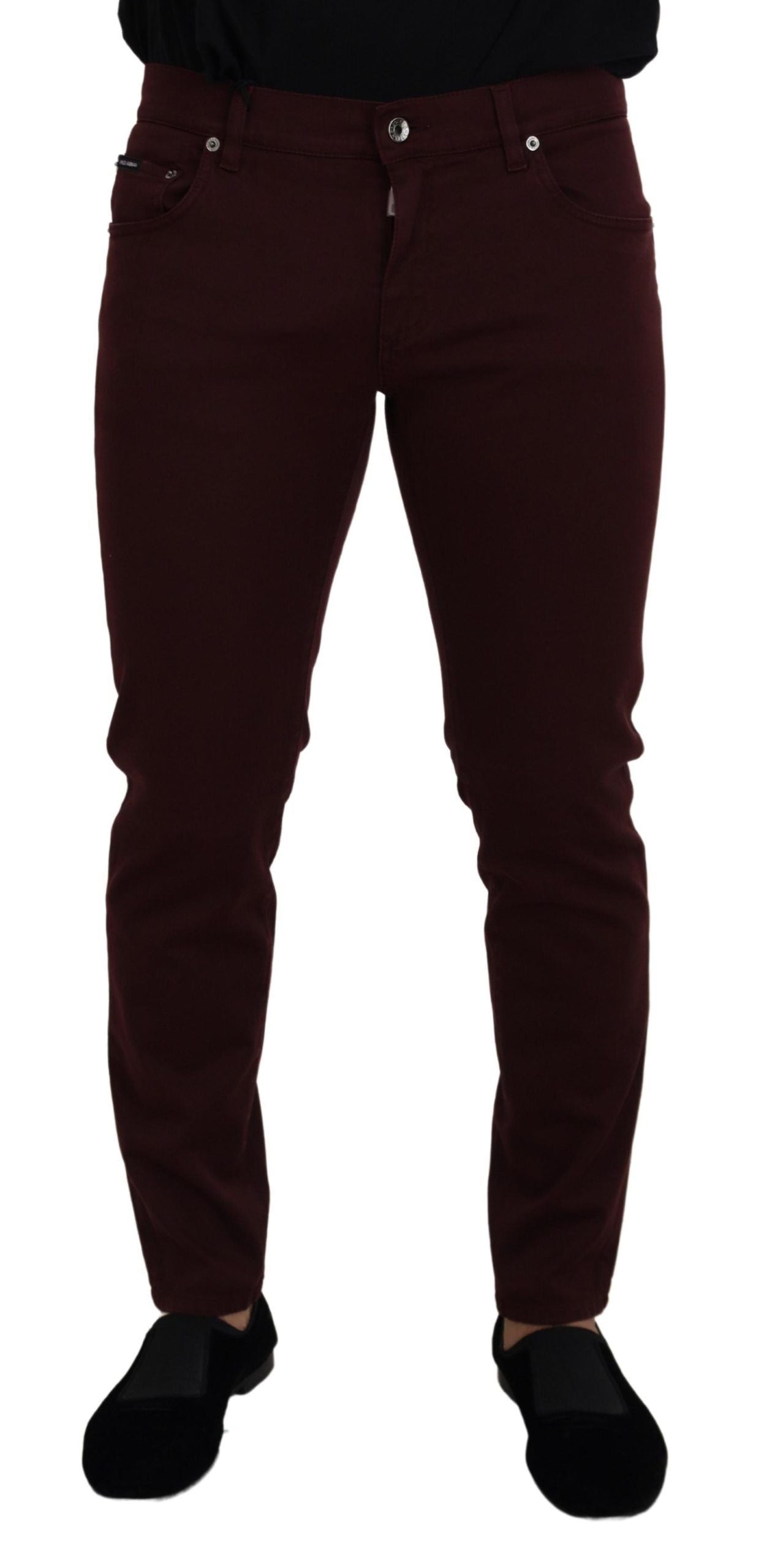 Bordeaux katoenen stretch gouden denim jeans