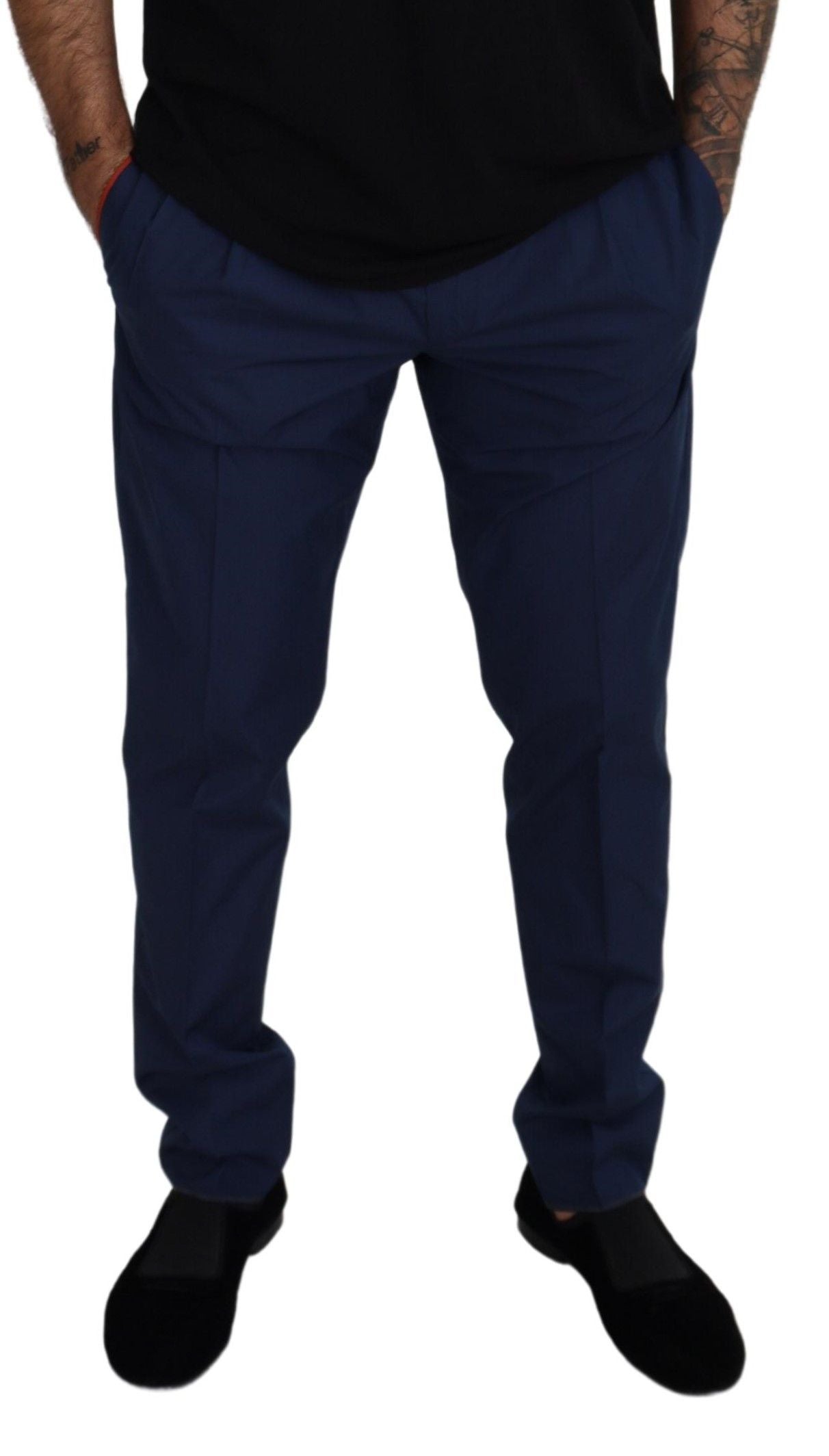 Blauwe katoenen zijden broek Chino's