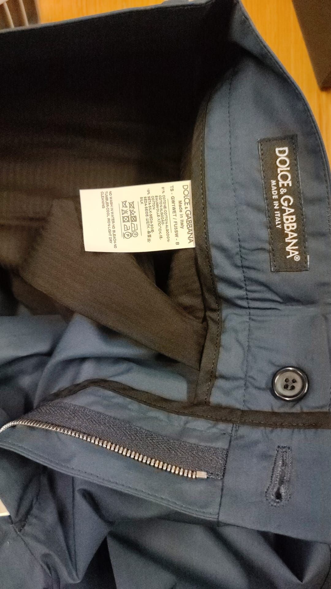Blauwe katoenen zijden broek Chino's