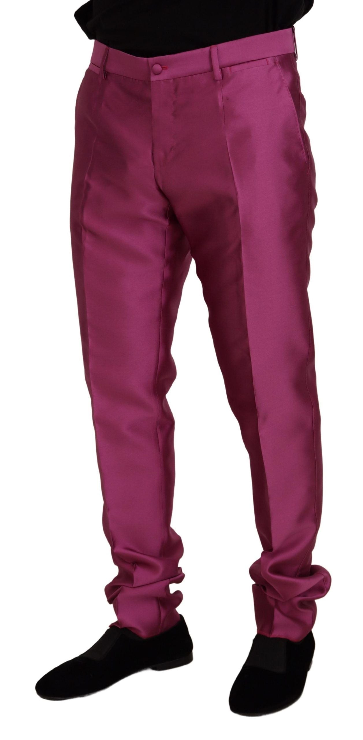 Roze zijden slanke broek, formele broek
