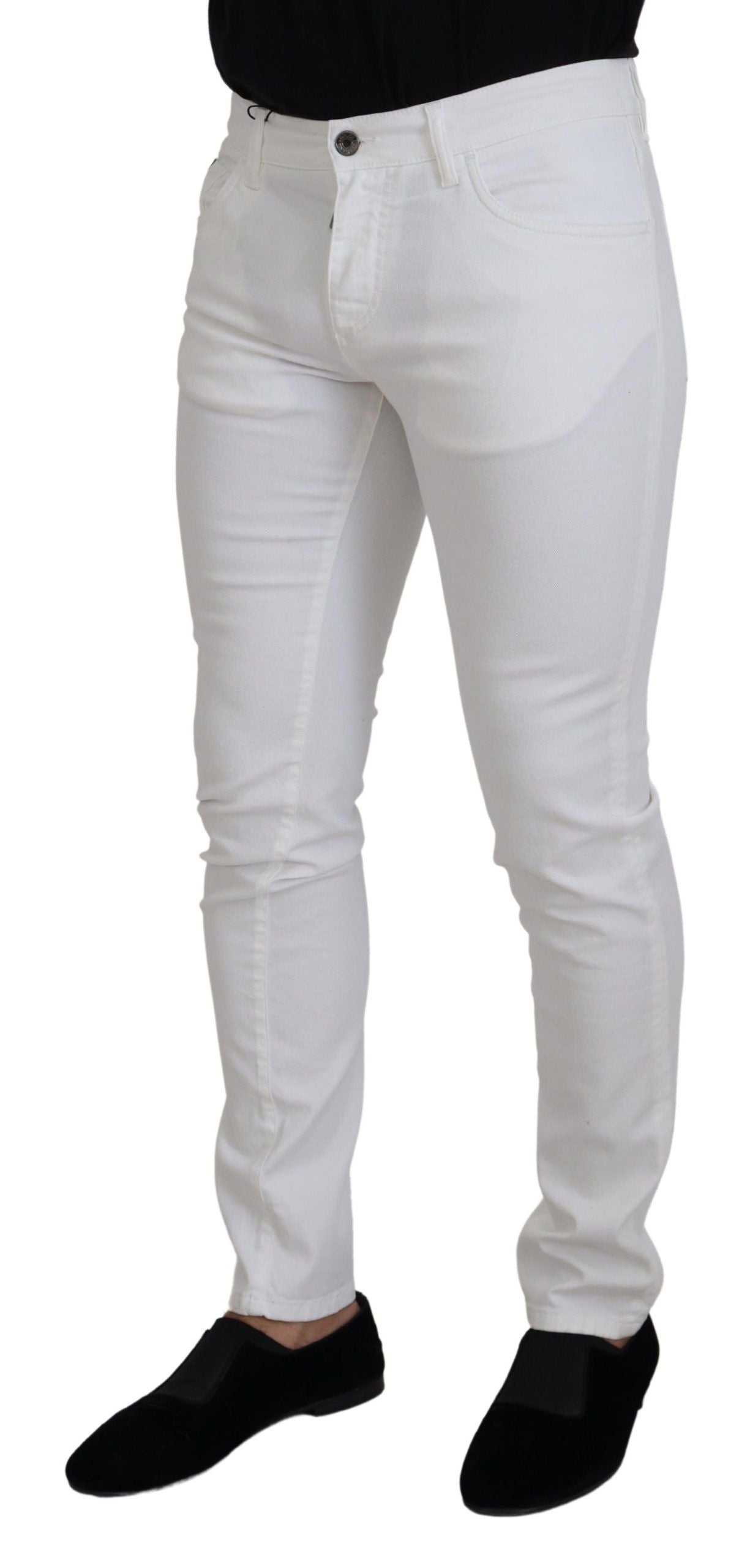 Witte, slanke, skinny stretch katoenen denim jeans