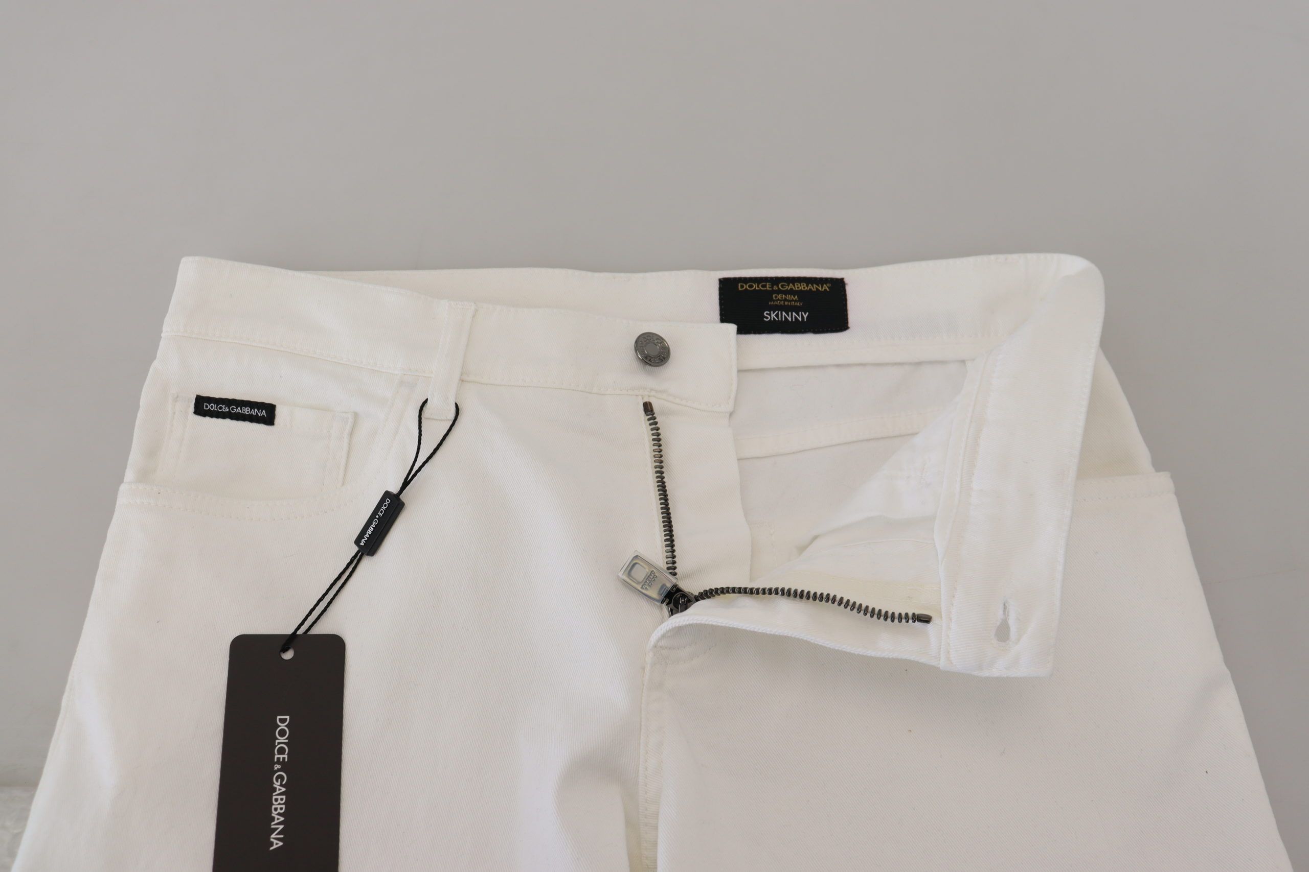 Witte, slanke, skinny stretch katoenen denim jeans