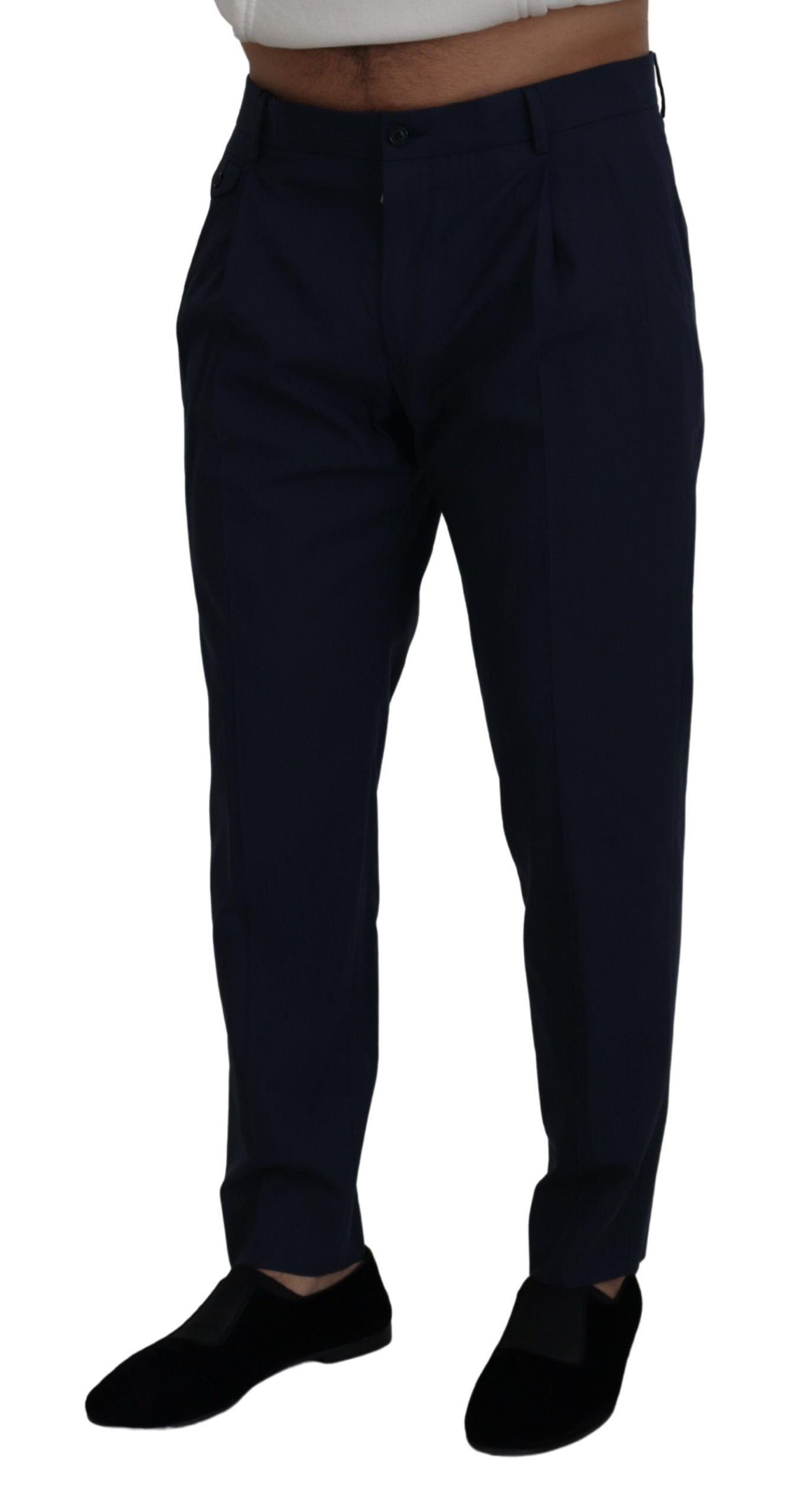 Blauwe katoenen slim-fit broeken Chino's