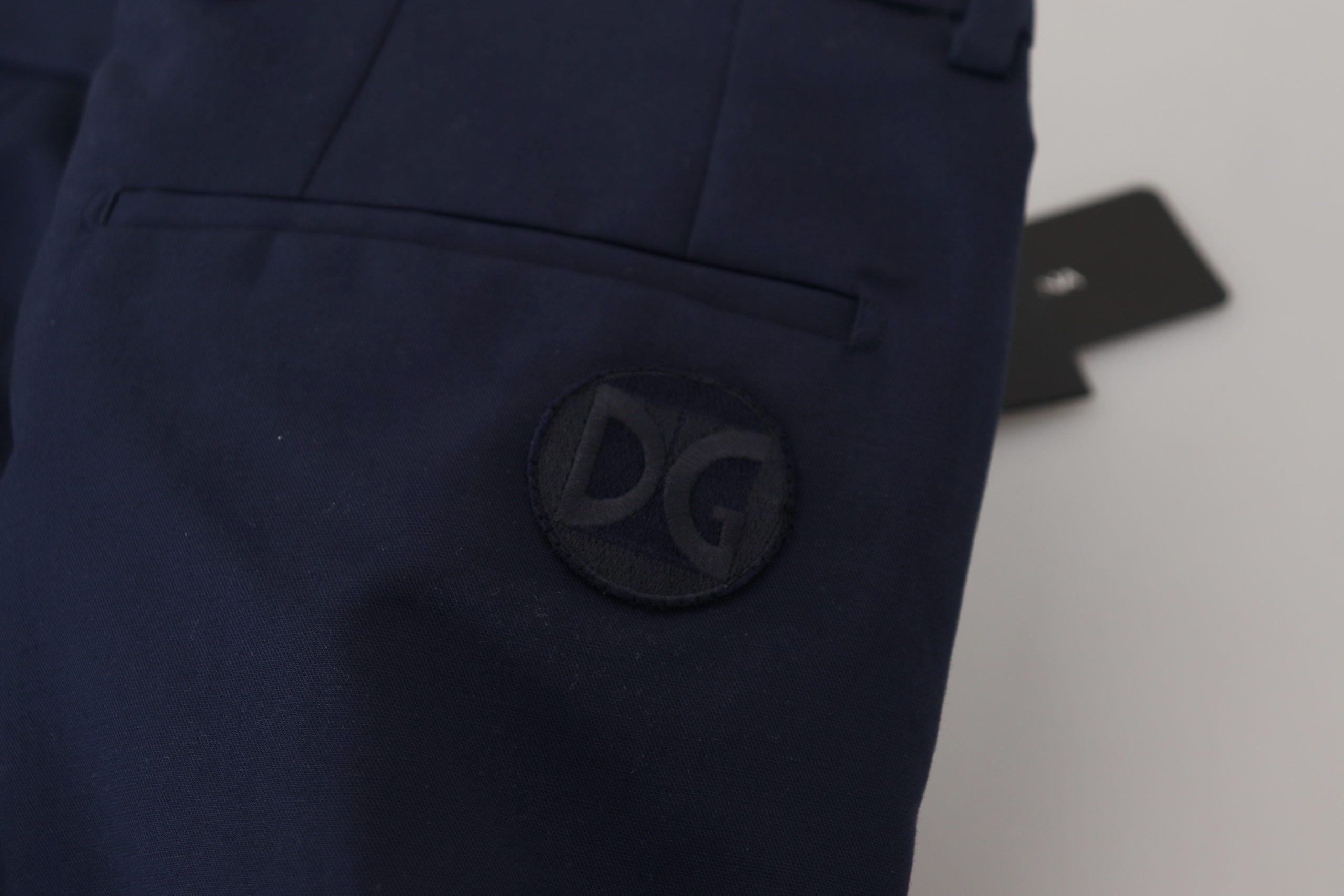 Blauwe linnen katoenen slanke broek Chino's