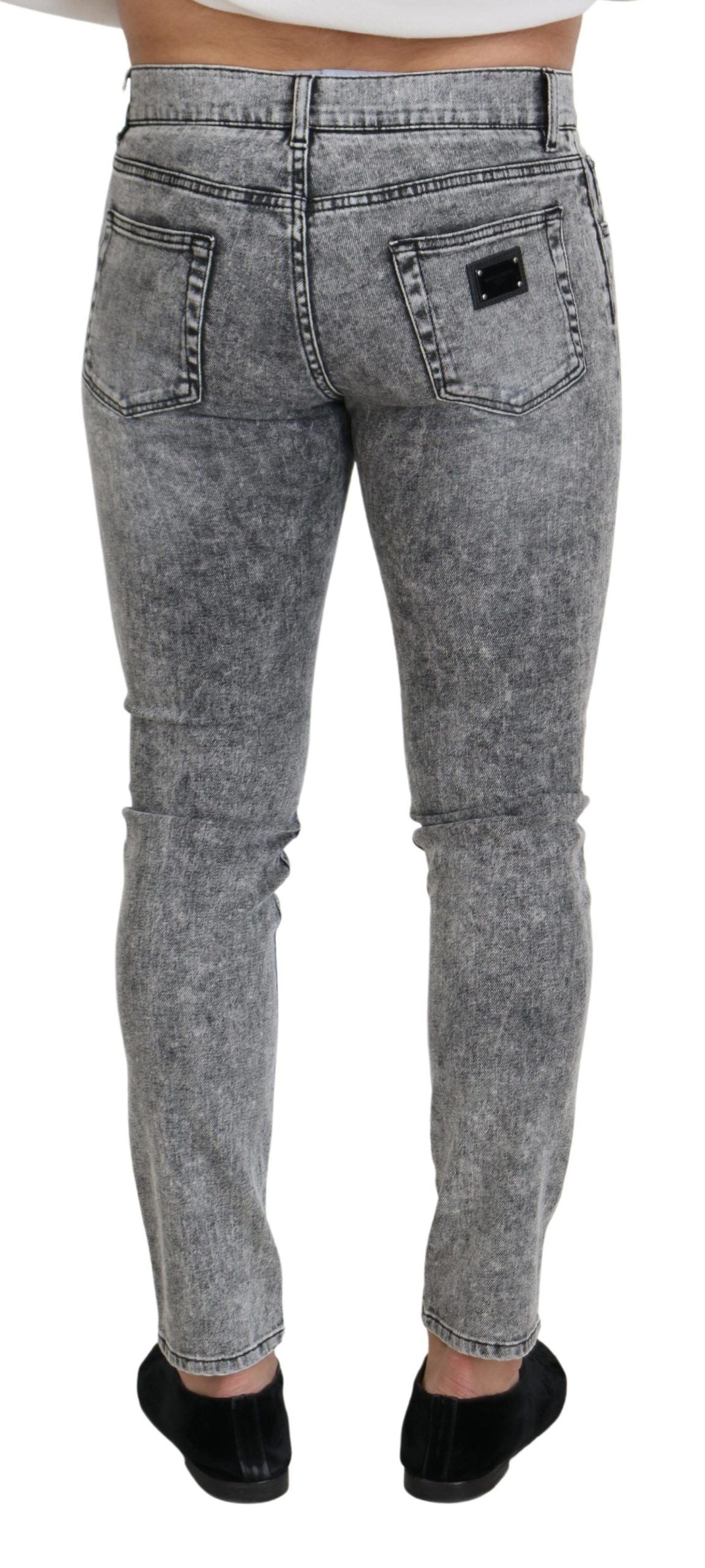 Grijze slim fit stretch katoenen denim jeans