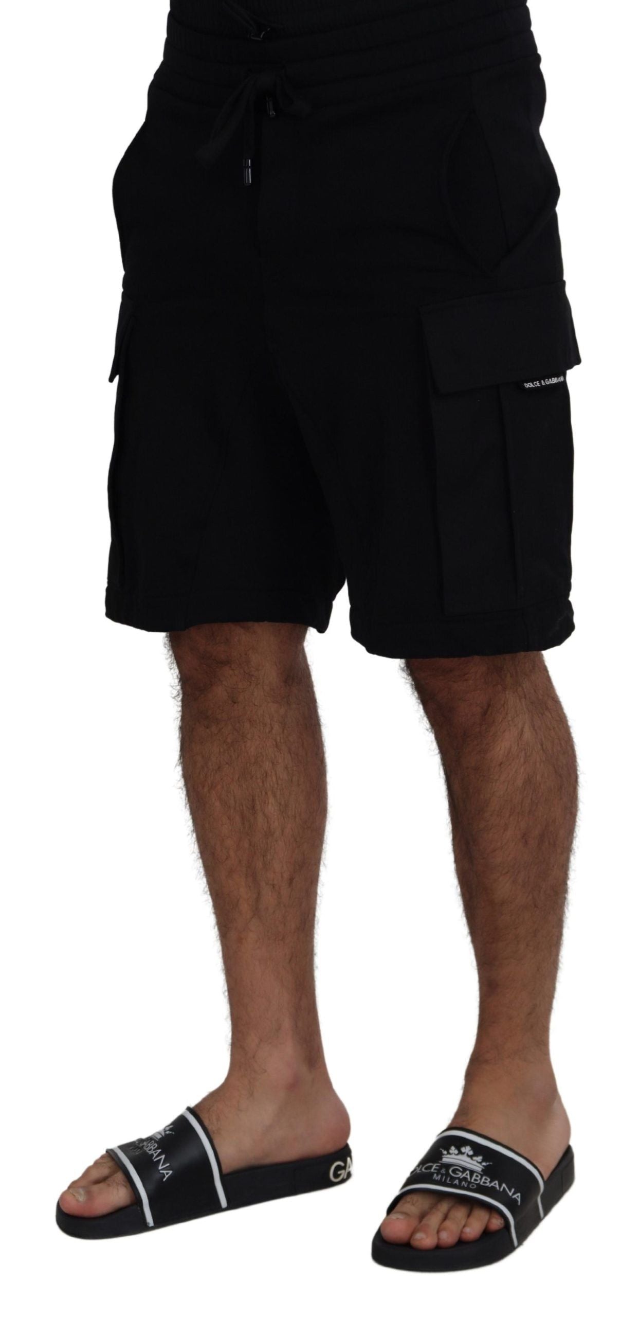 Zwarte katoenen Bermuda Cargo Shorts