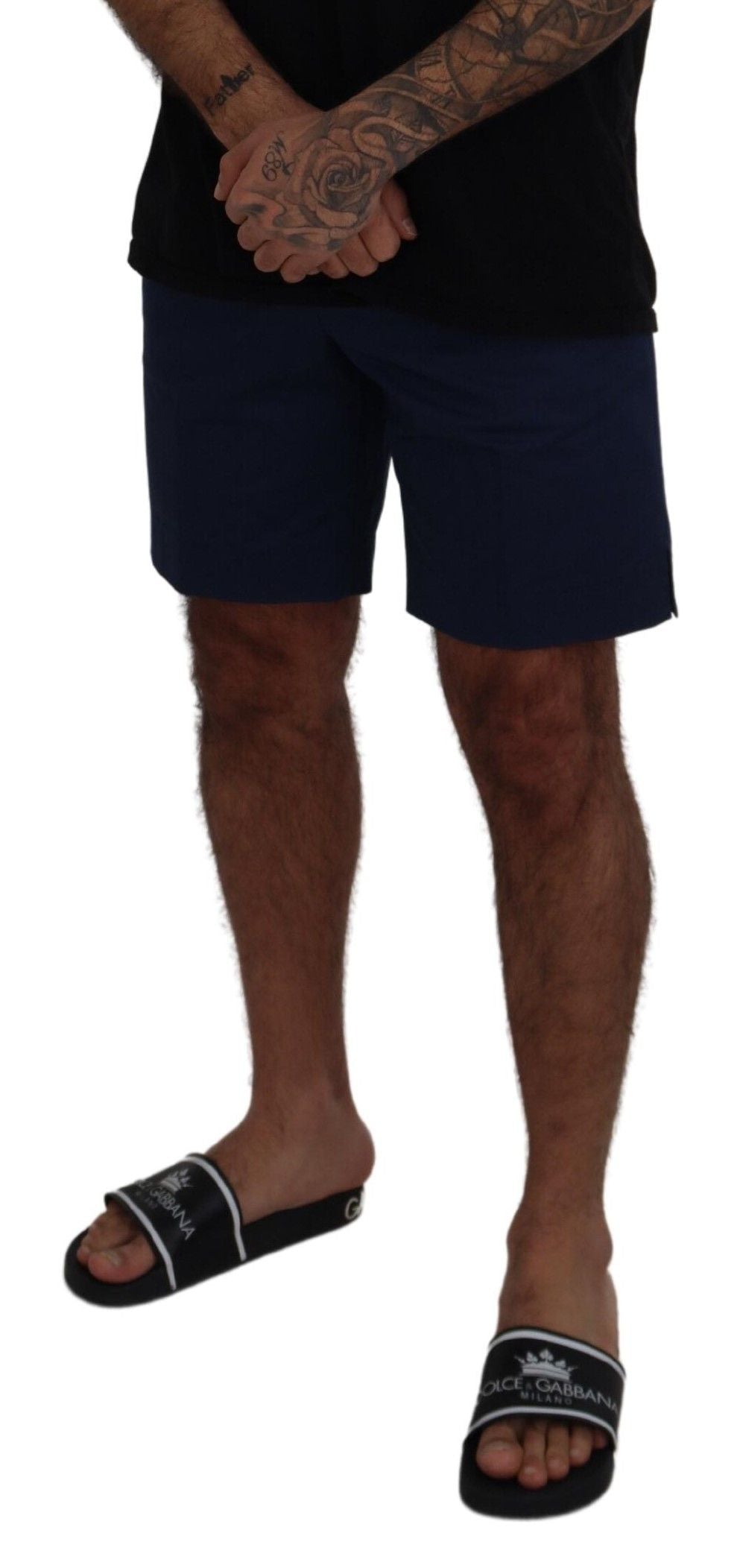 Blauwe chino's, katoenen stretch, casual shorts
