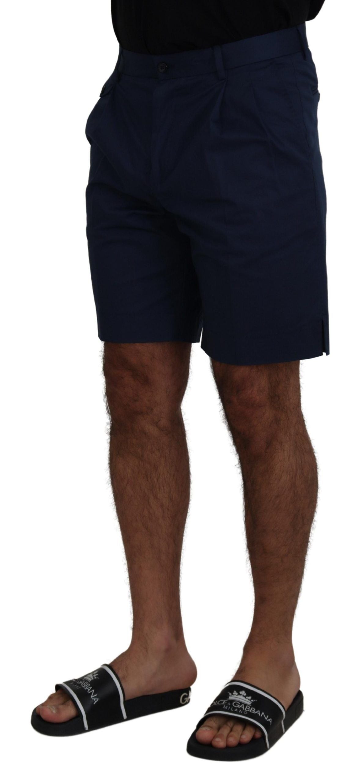 Blauwe chino's, katoenen stretch, casual shorts