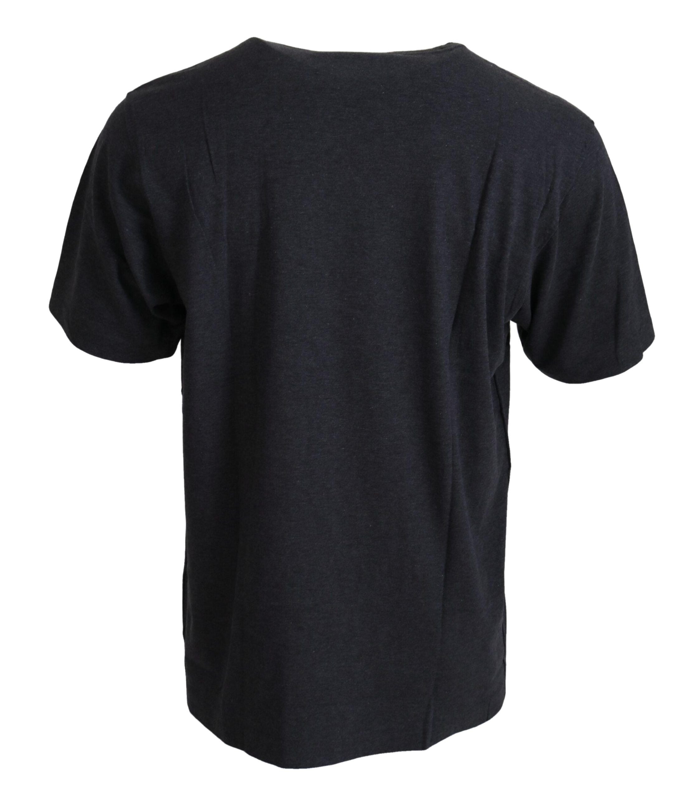 Grijs katoenen T-shirt met ronde hals en korte mouwen