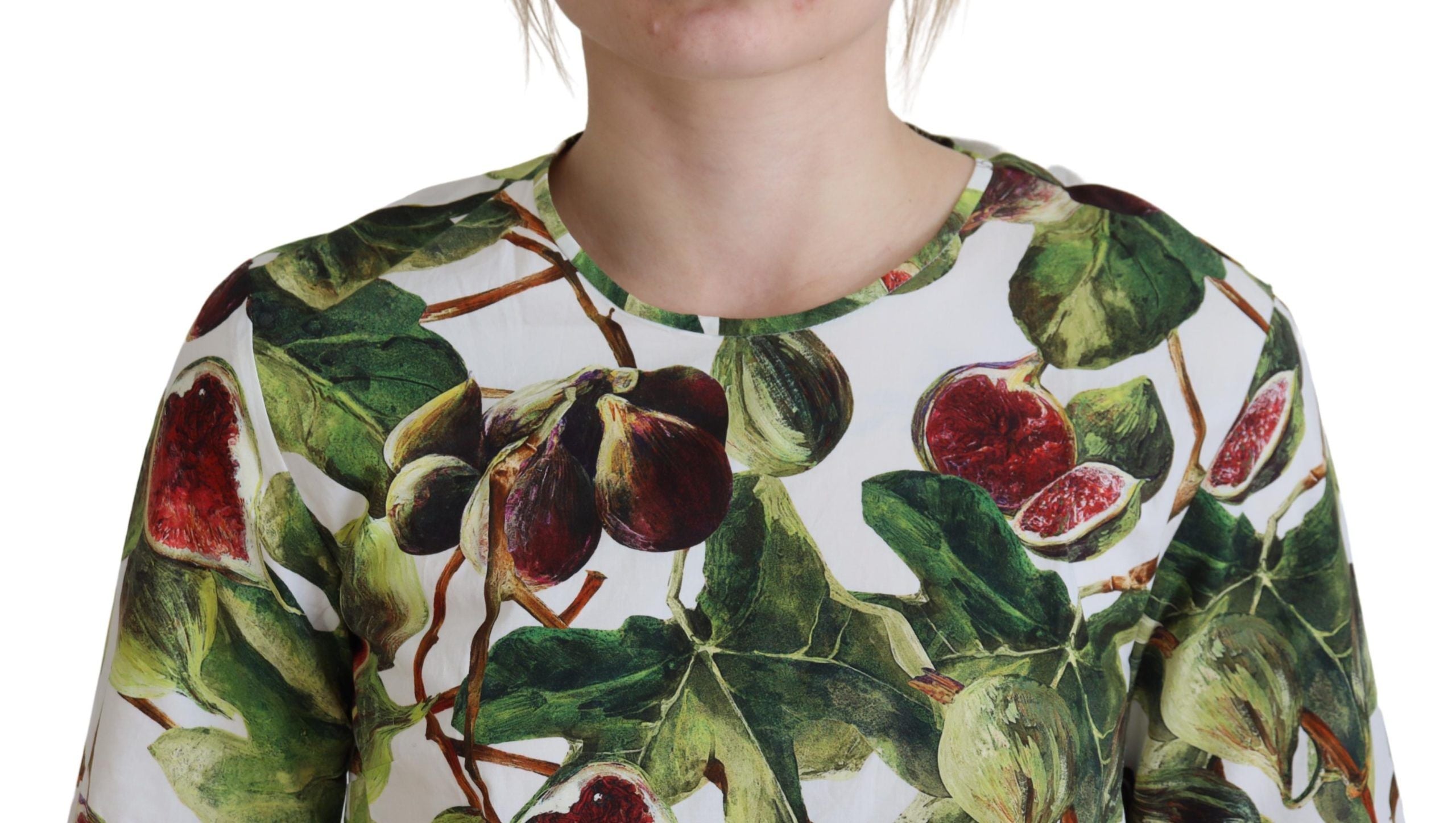 Blouse met ronde hals en katoenen top, fruit T-shirt