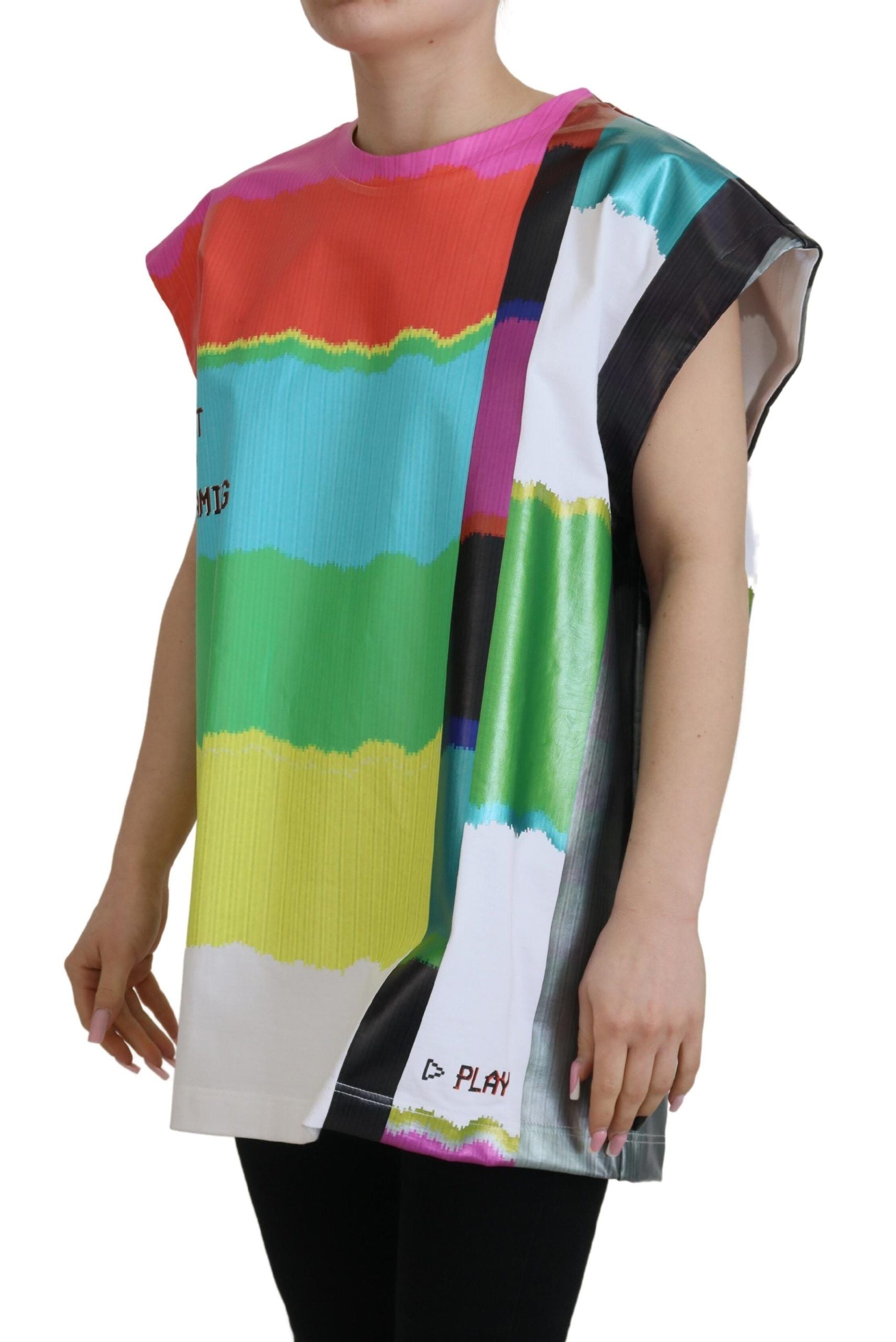 Multicolor TV Print Blouse Katoenen T-shirt