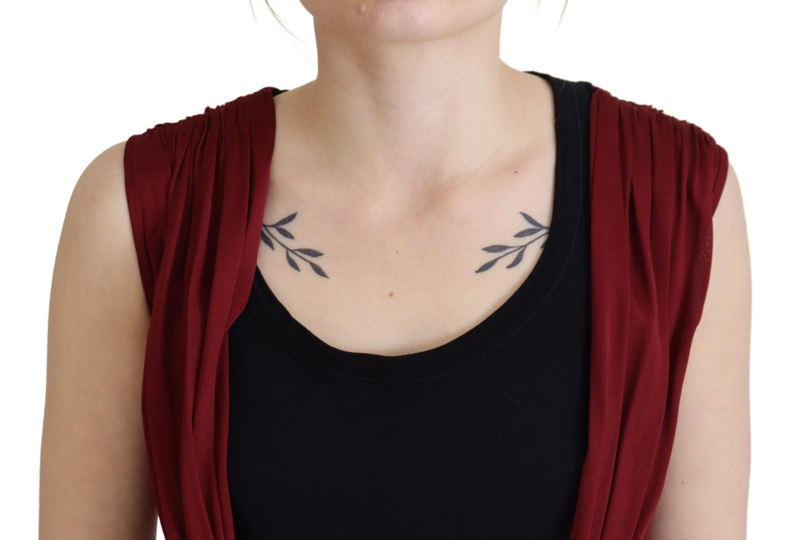 Bordeaux zijden stretch top vest blouse
