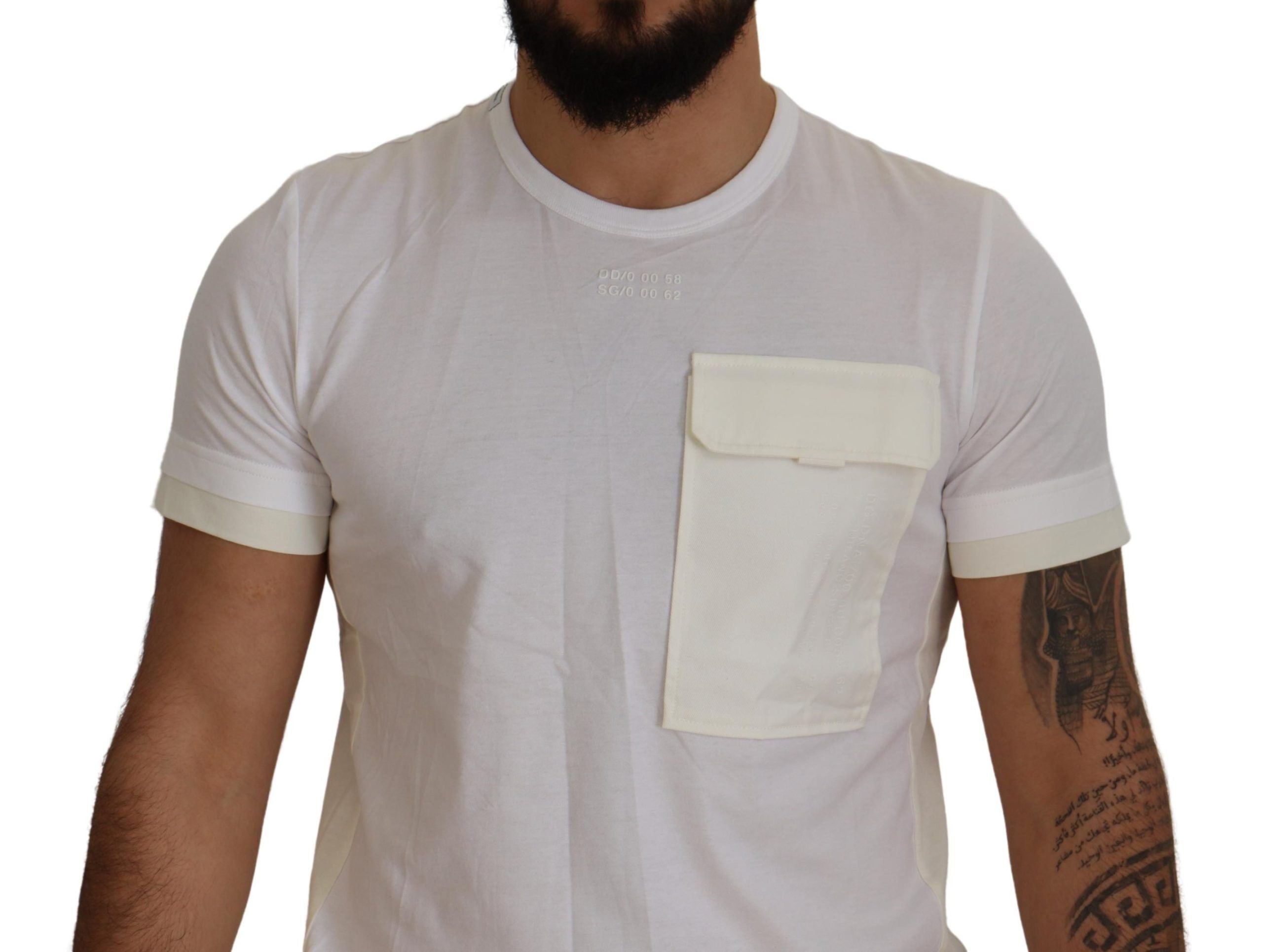 Wit T-shirt met klepzak en korte mouwen
