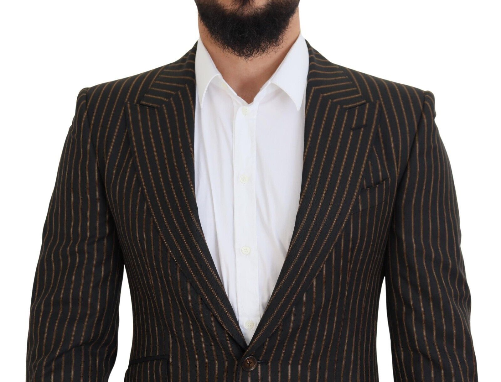 Zwartbruine gestreepte enkelrijsblazer