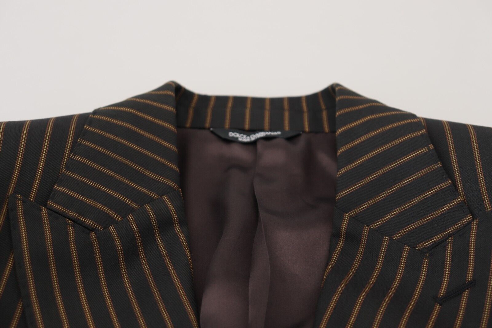 Zwartbruine gestreepte enkelrijsblazer