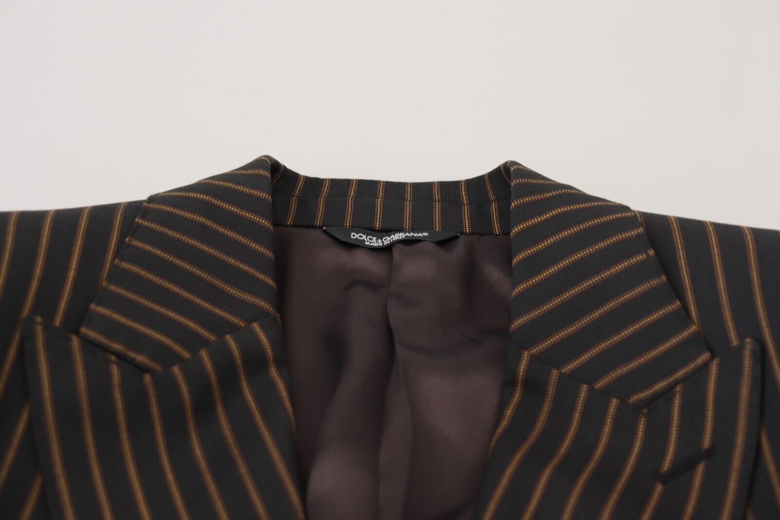 Zwartbruine gestreepte enkelrijsblazer