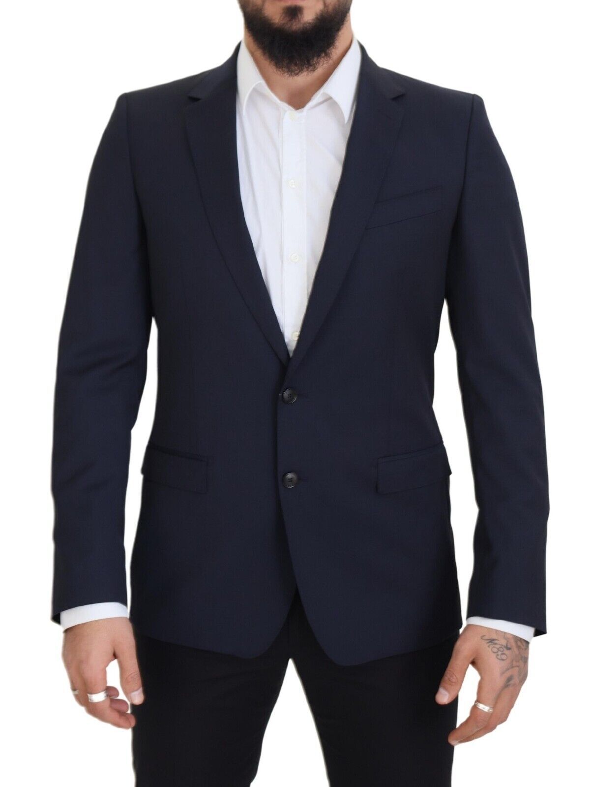 Donkerblauwe wollen enkelrijs MARTINI blazer