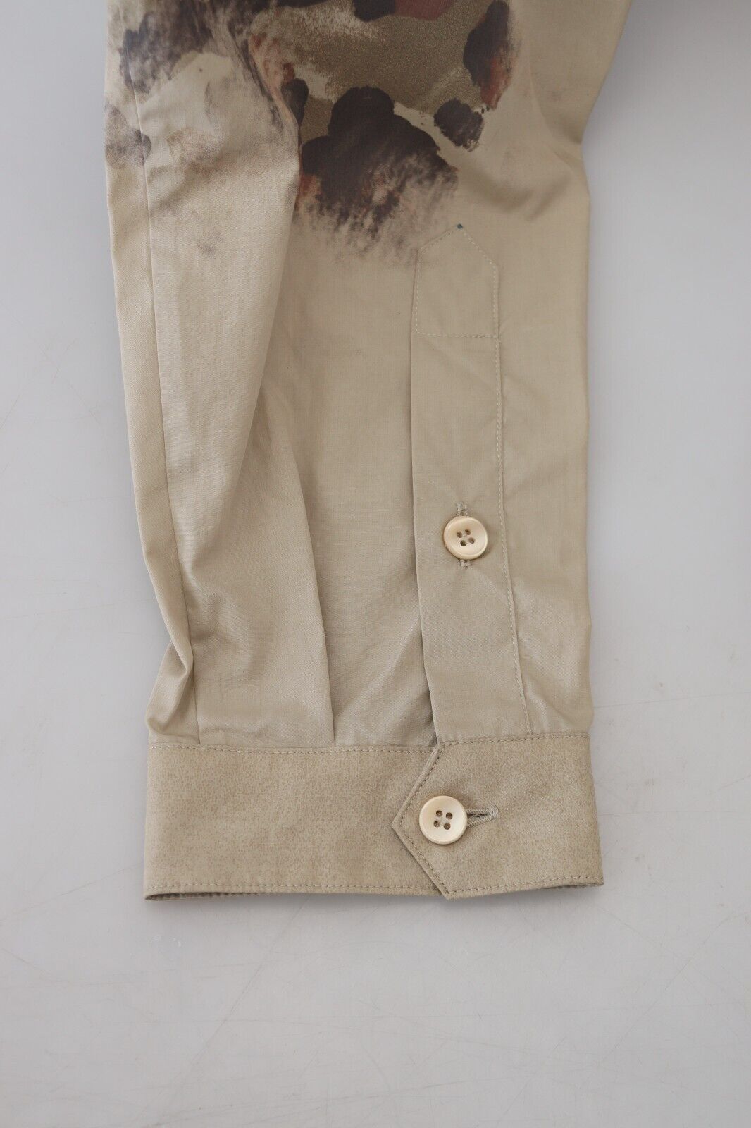 Beige camouflage katoenen overhemd met lange mouwen