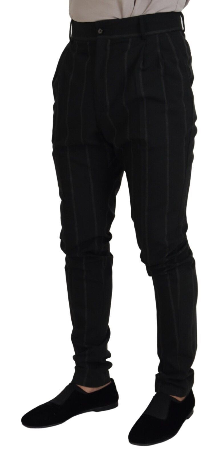 Black Striped Men Trousers Cotton Pants