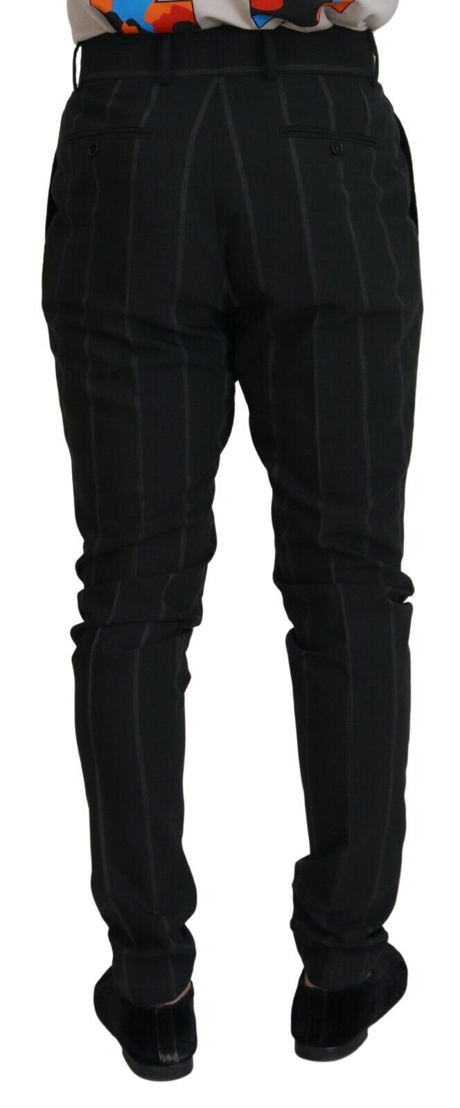 Black Striped Men Trousers Cotton Pants