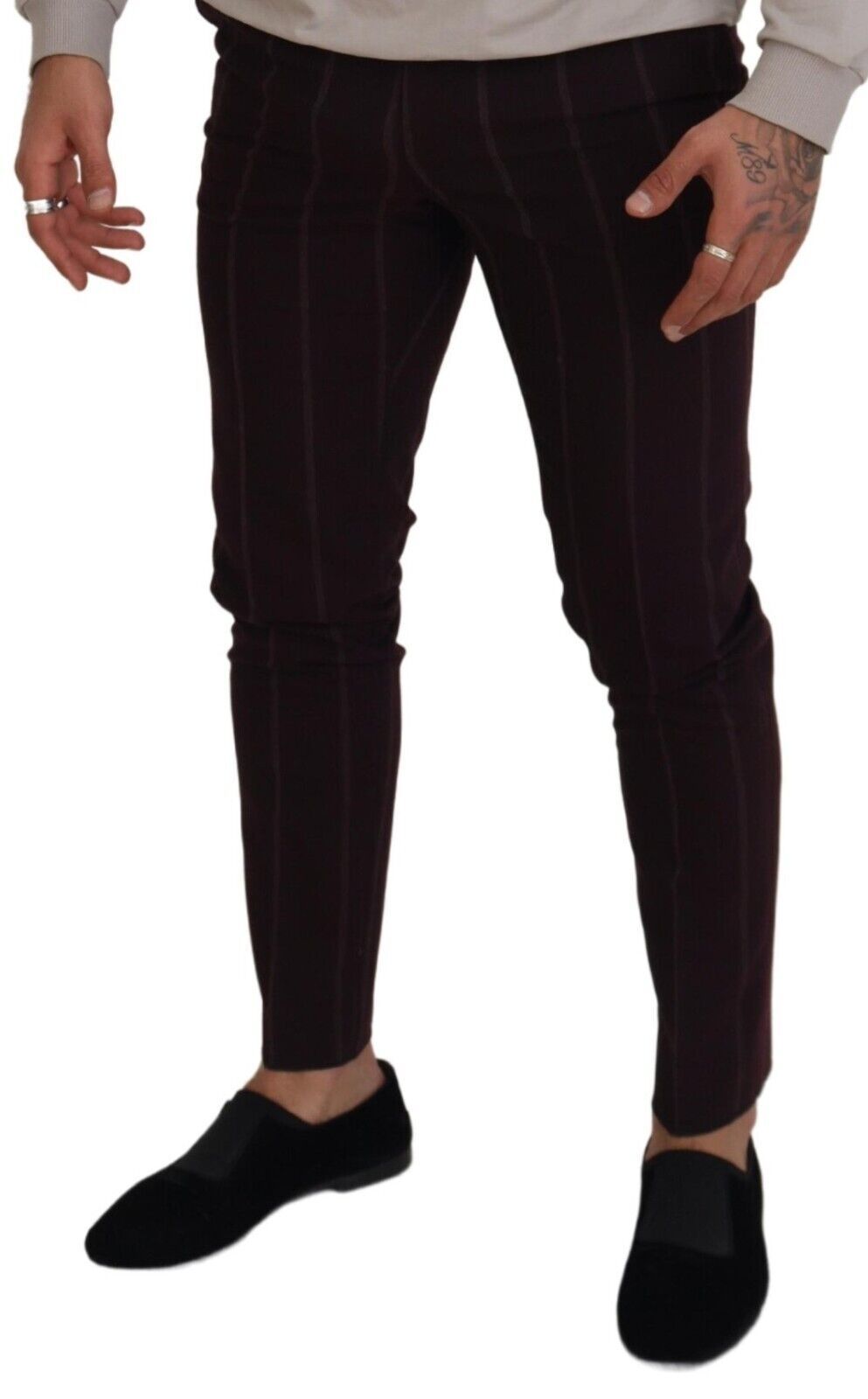Bruine gestreepte herenbroek, katoenen broek