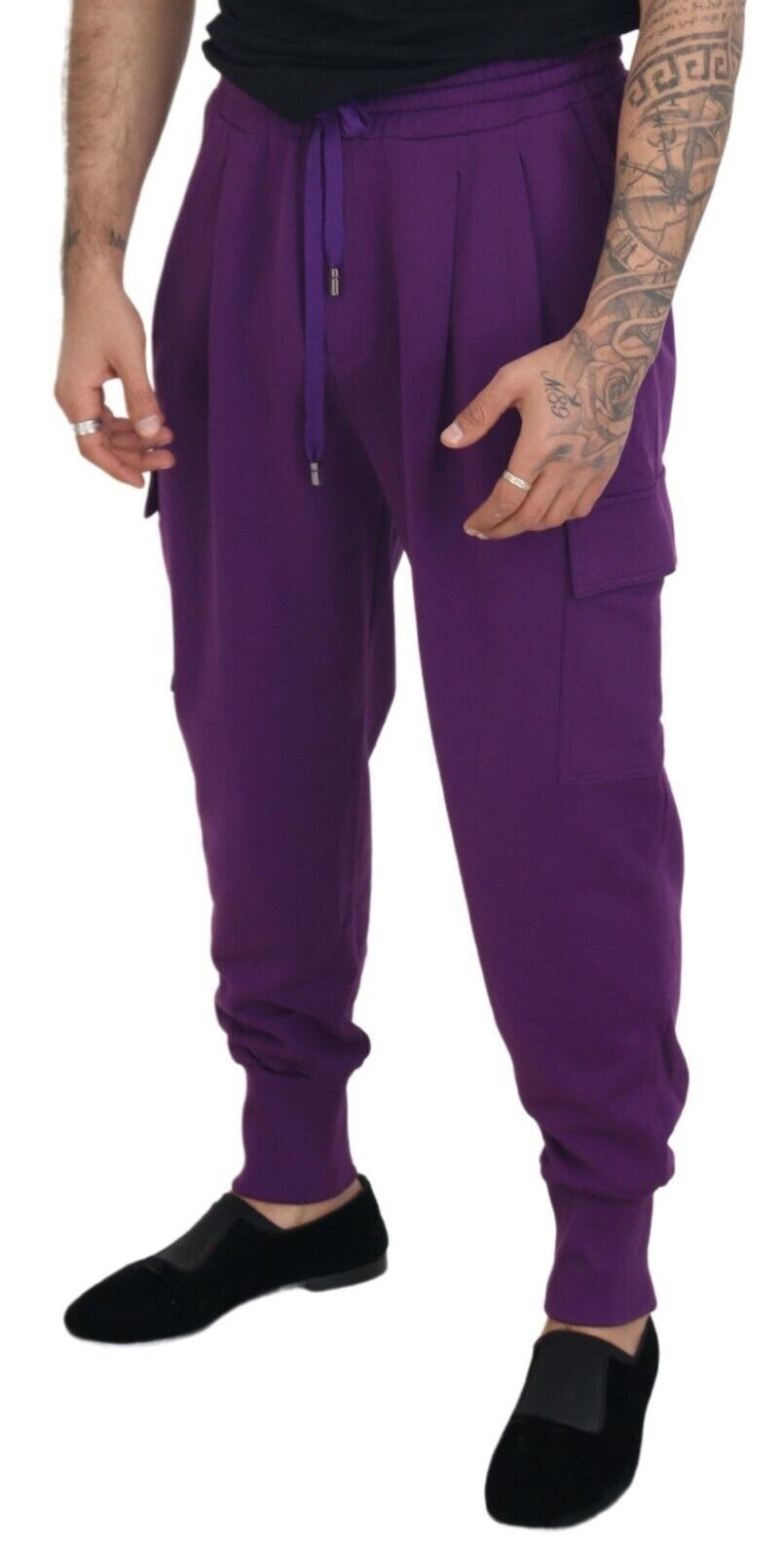 Paarse katoenen cargo joggingbroek