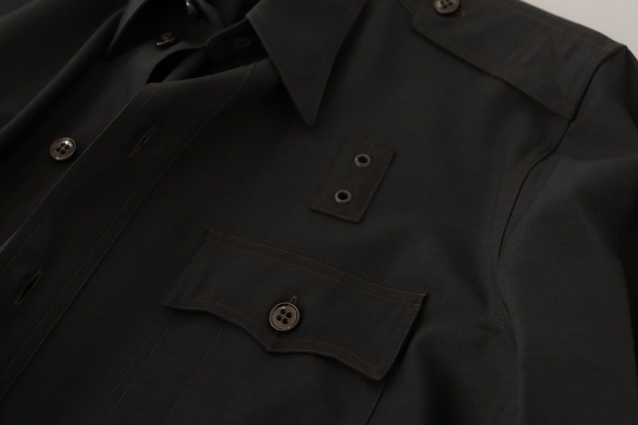 Donkergroen katoenen slim fit casual herenoverhemd