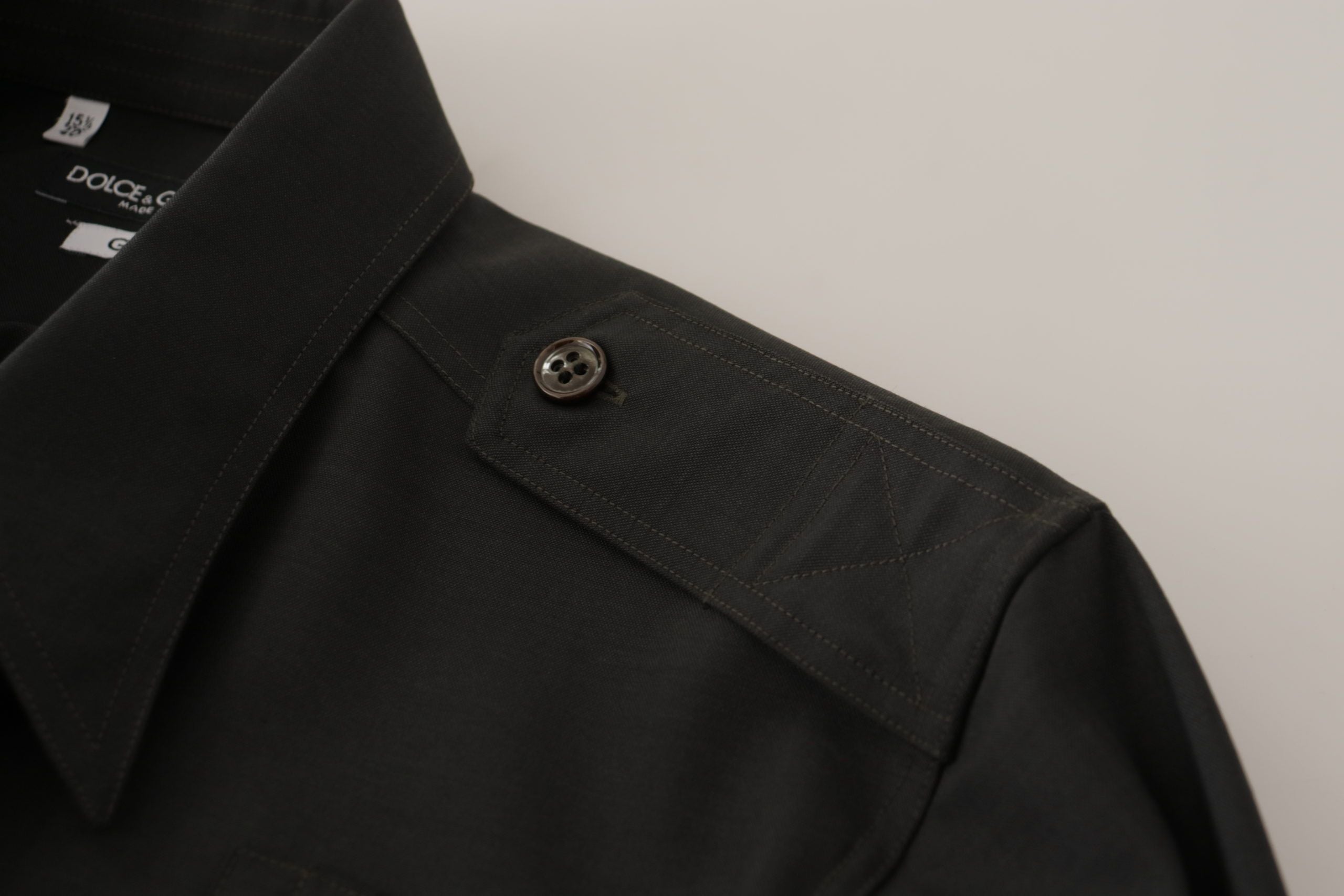Donkergroen katoenen slim fit casual herenoverhemd