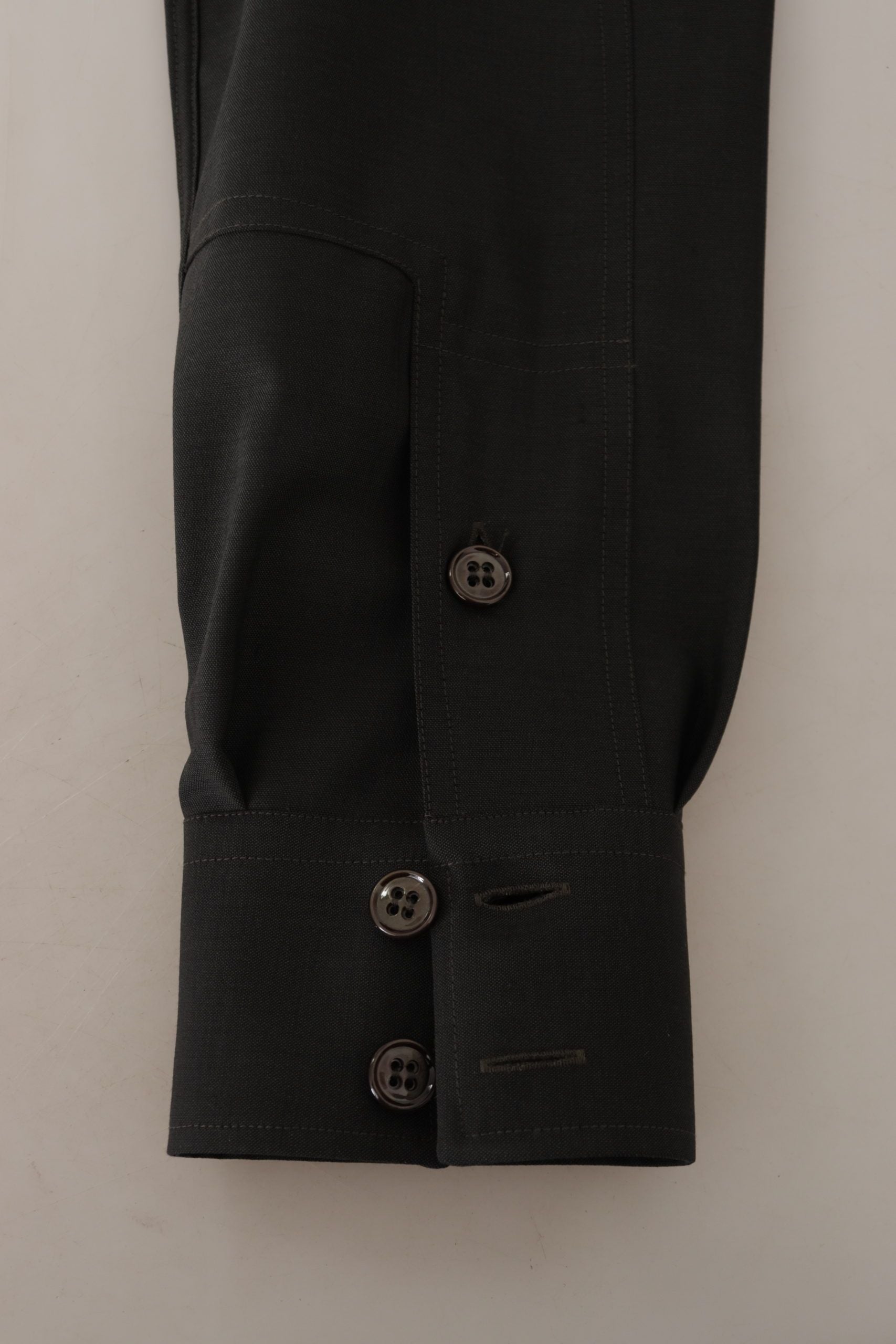 Donkergroen katoenen slim fit casual herenoverhemd