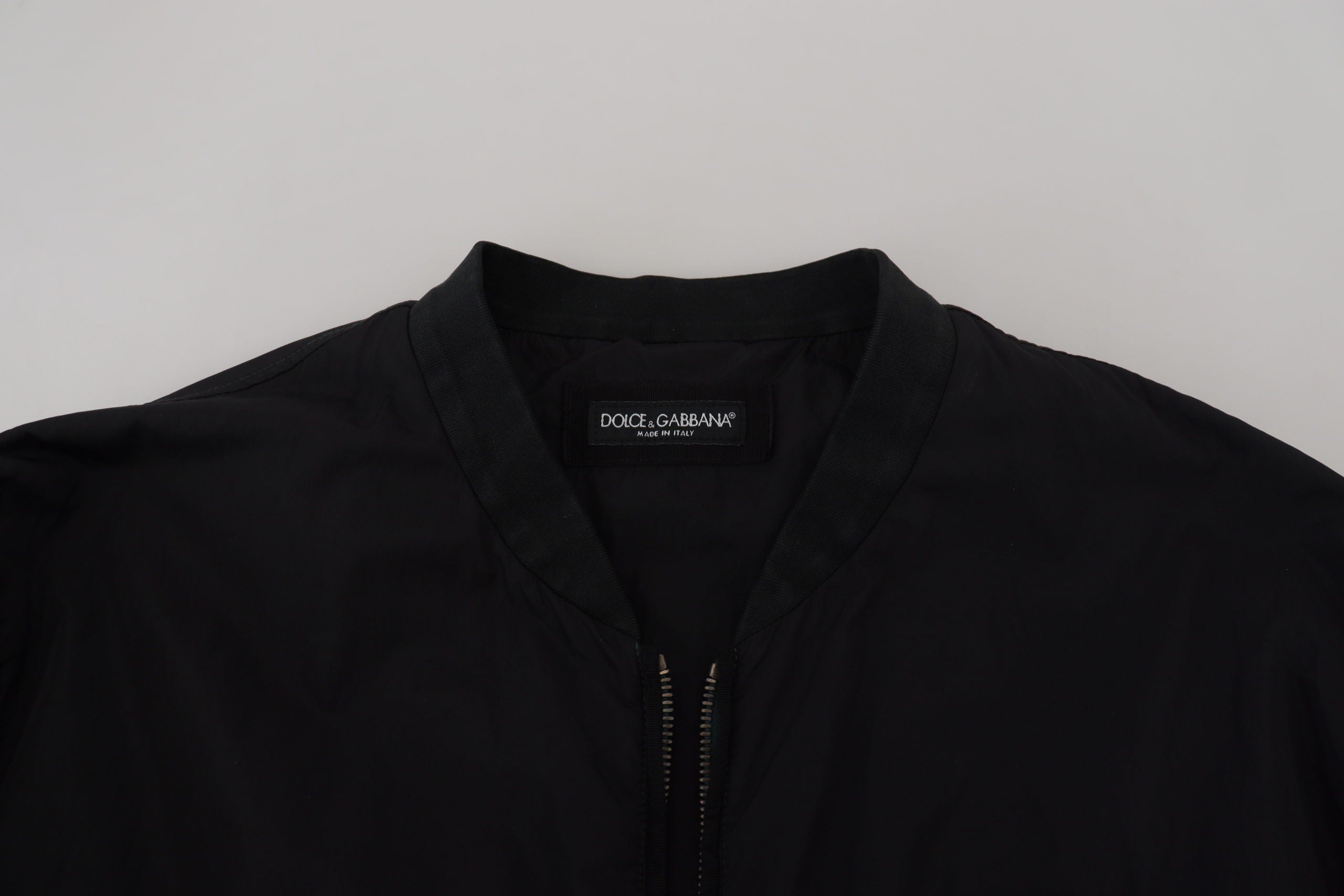 Zwart nylon logo bomberjack met rits