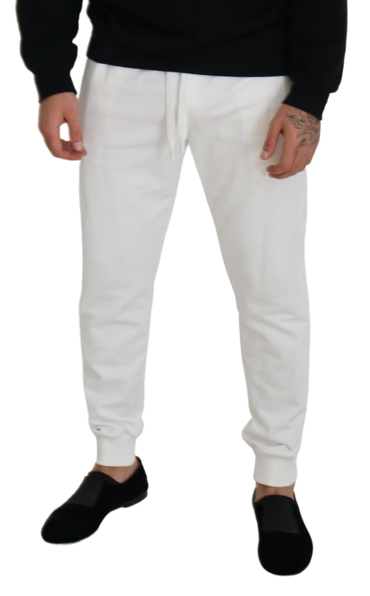 Witte sportlogo katoenen joggingbroek broek