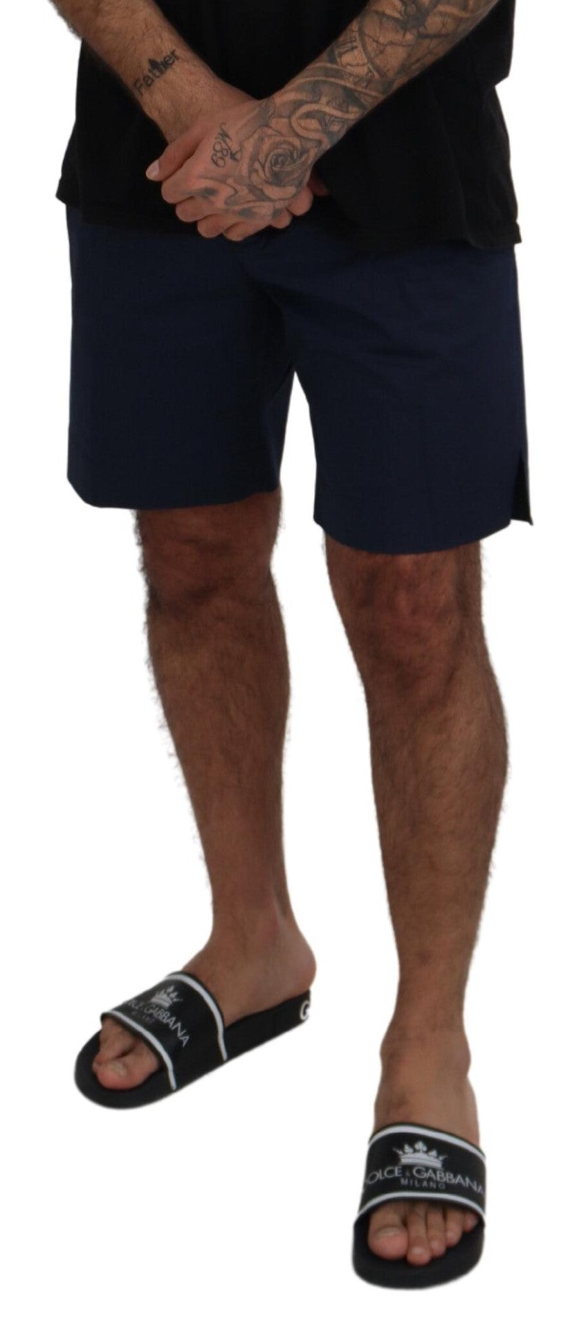 Blauwe chino's, katoenen stretch, casual shorts