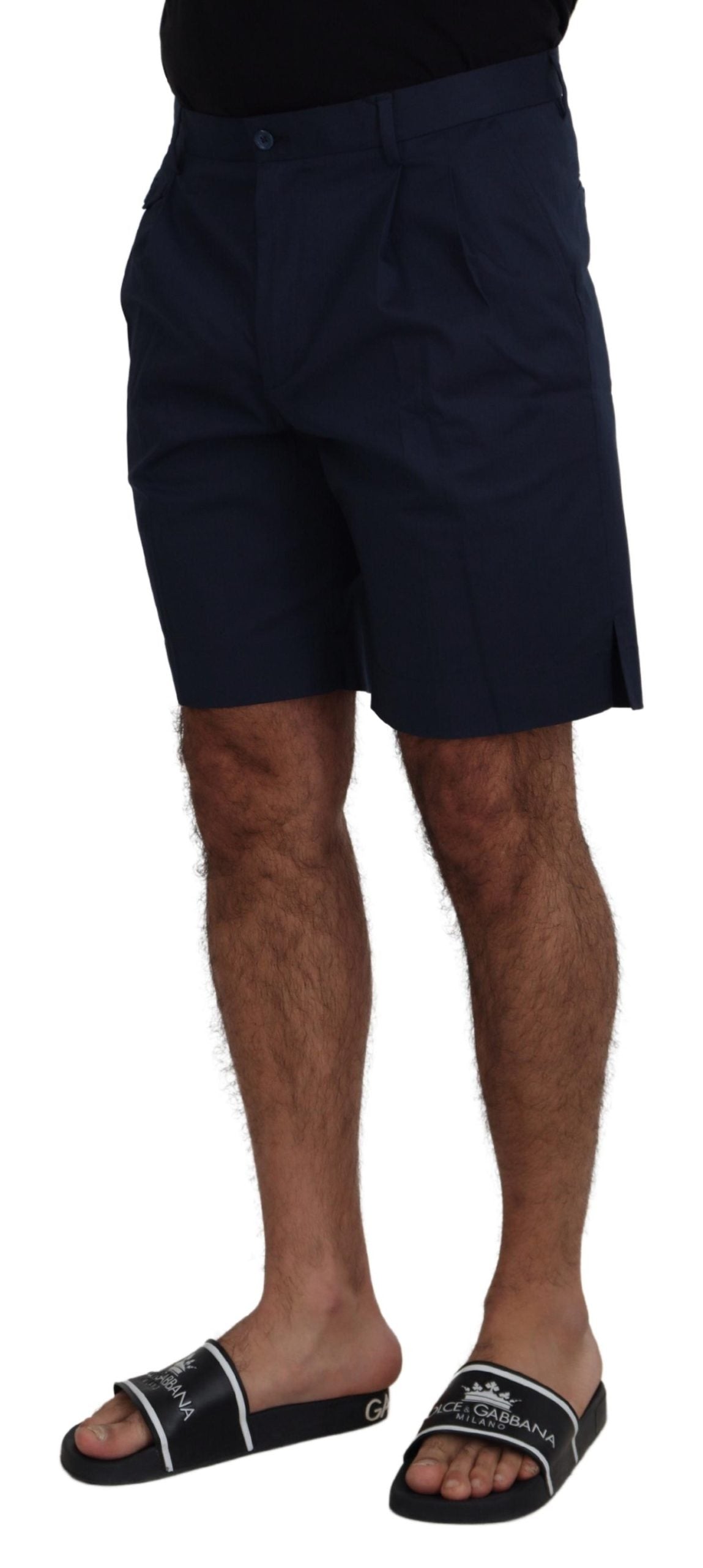 Blauwe chino's, katoenen stretch, casual shorts