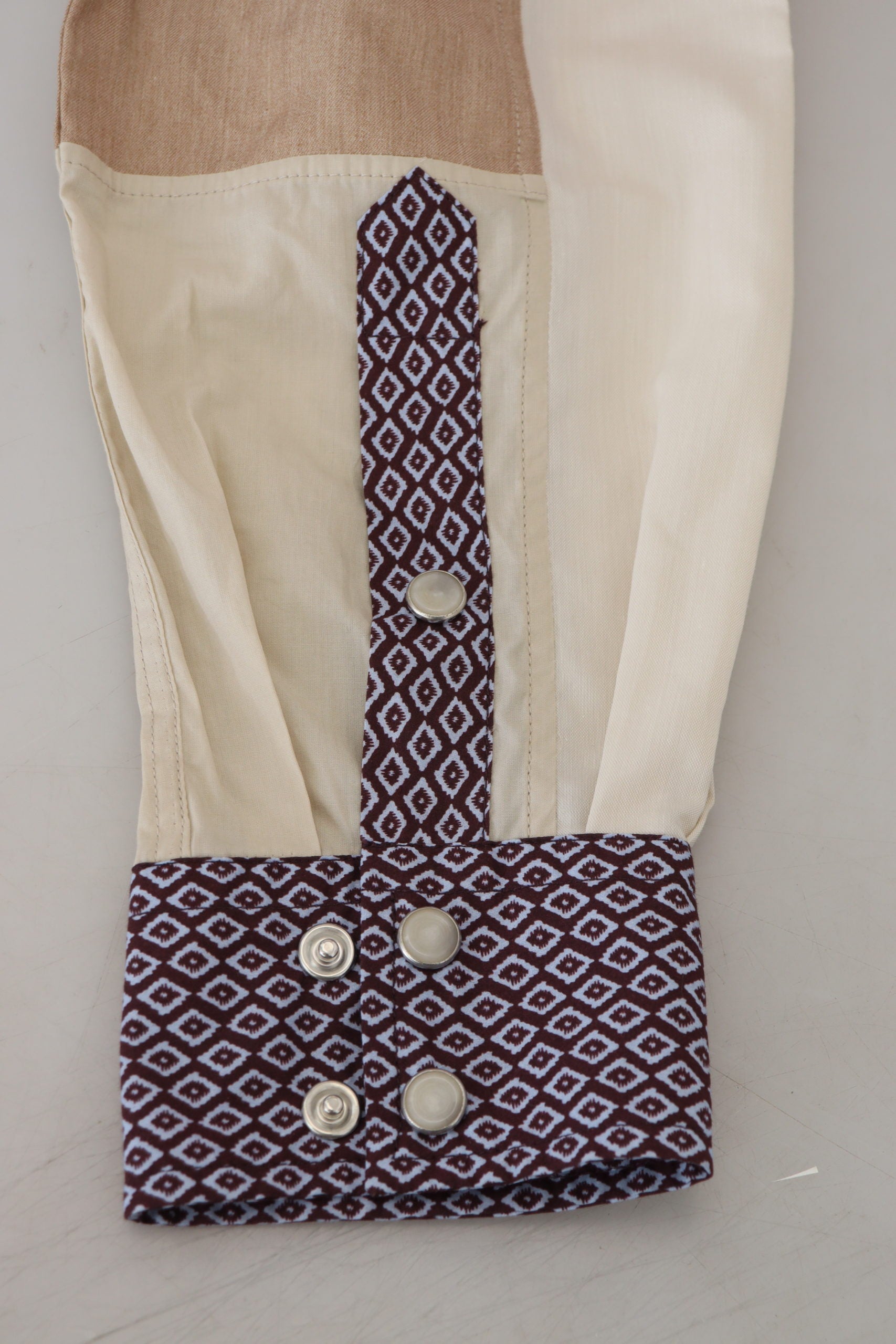 Veelkleurig katoenen patchwork slim-fit overhemd