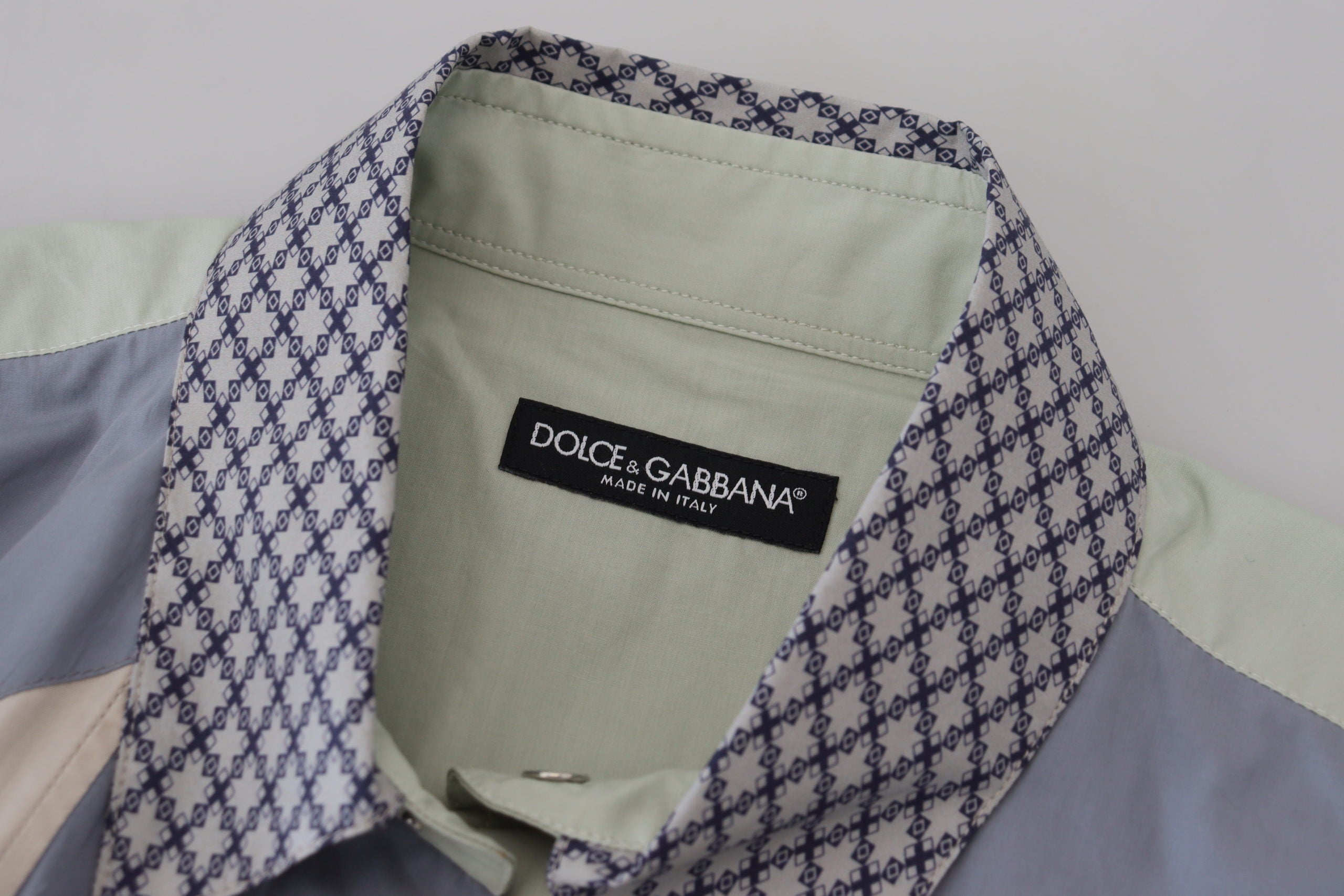 Veelkleurig katoenen patchwork slim-fit overhemd