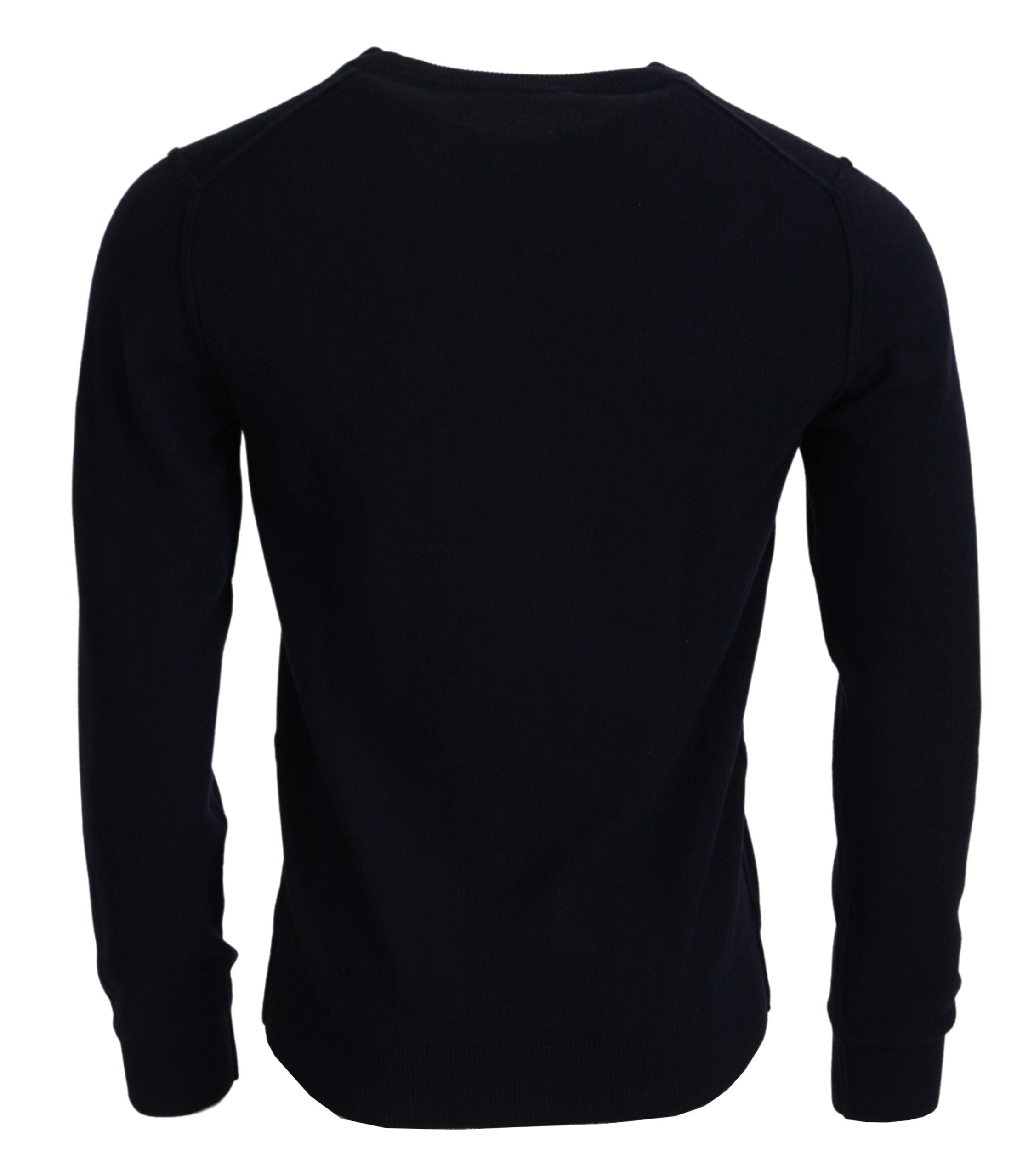Blauwe kasjmier trui met print