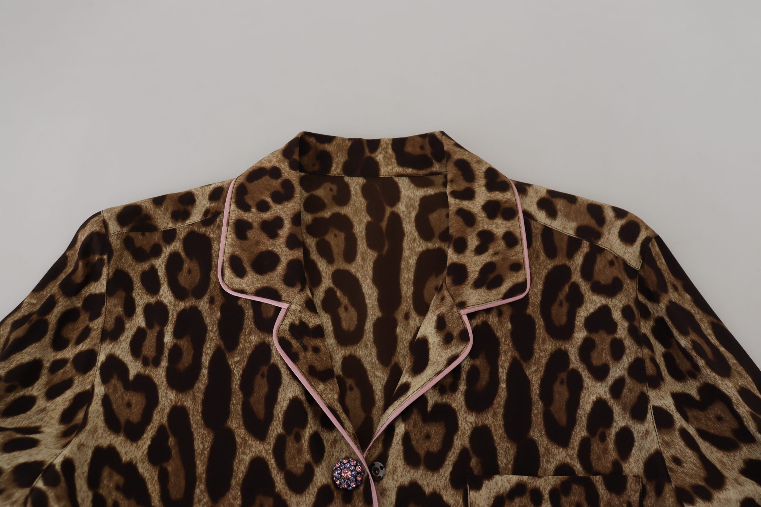Bruine luipaardprint blouse met lange mouwen