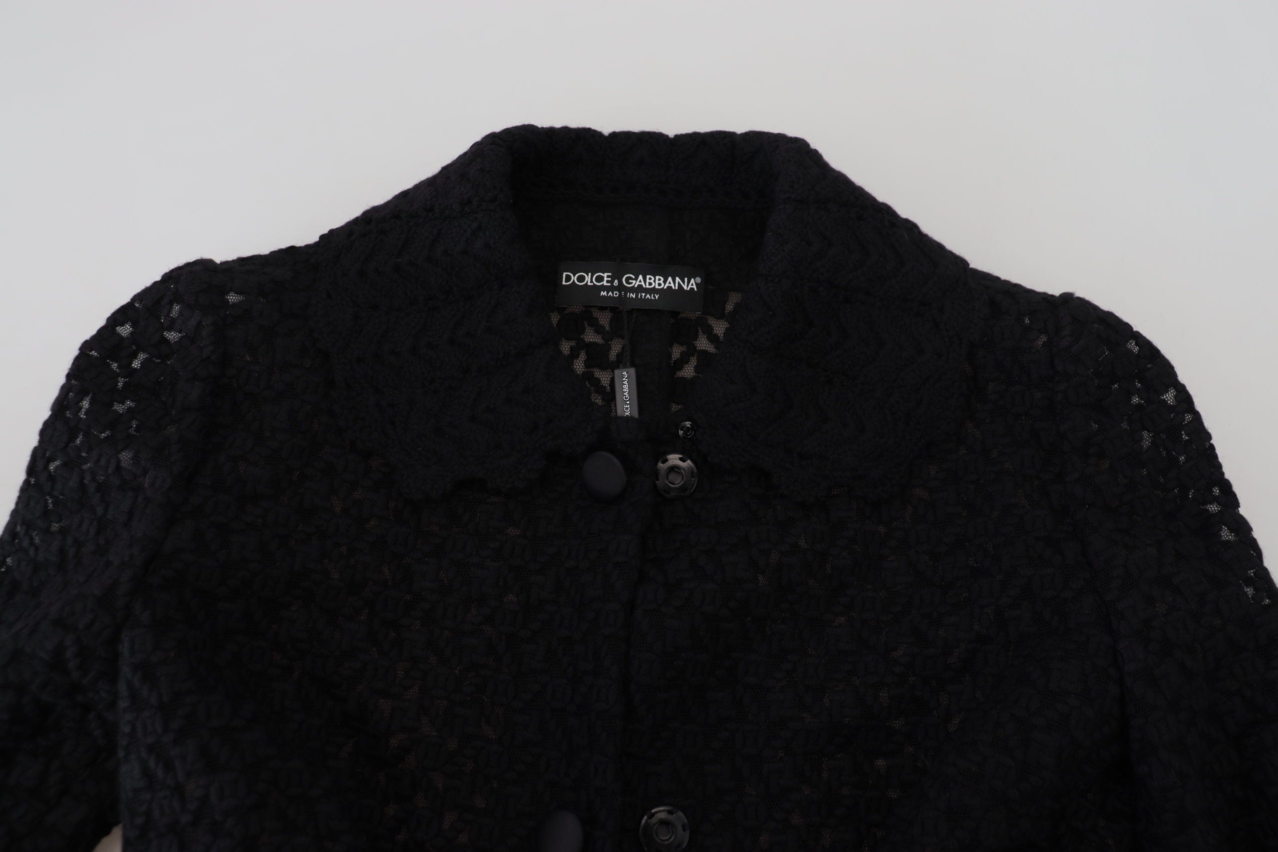 Zwarte lange katoenen blazer met knopen