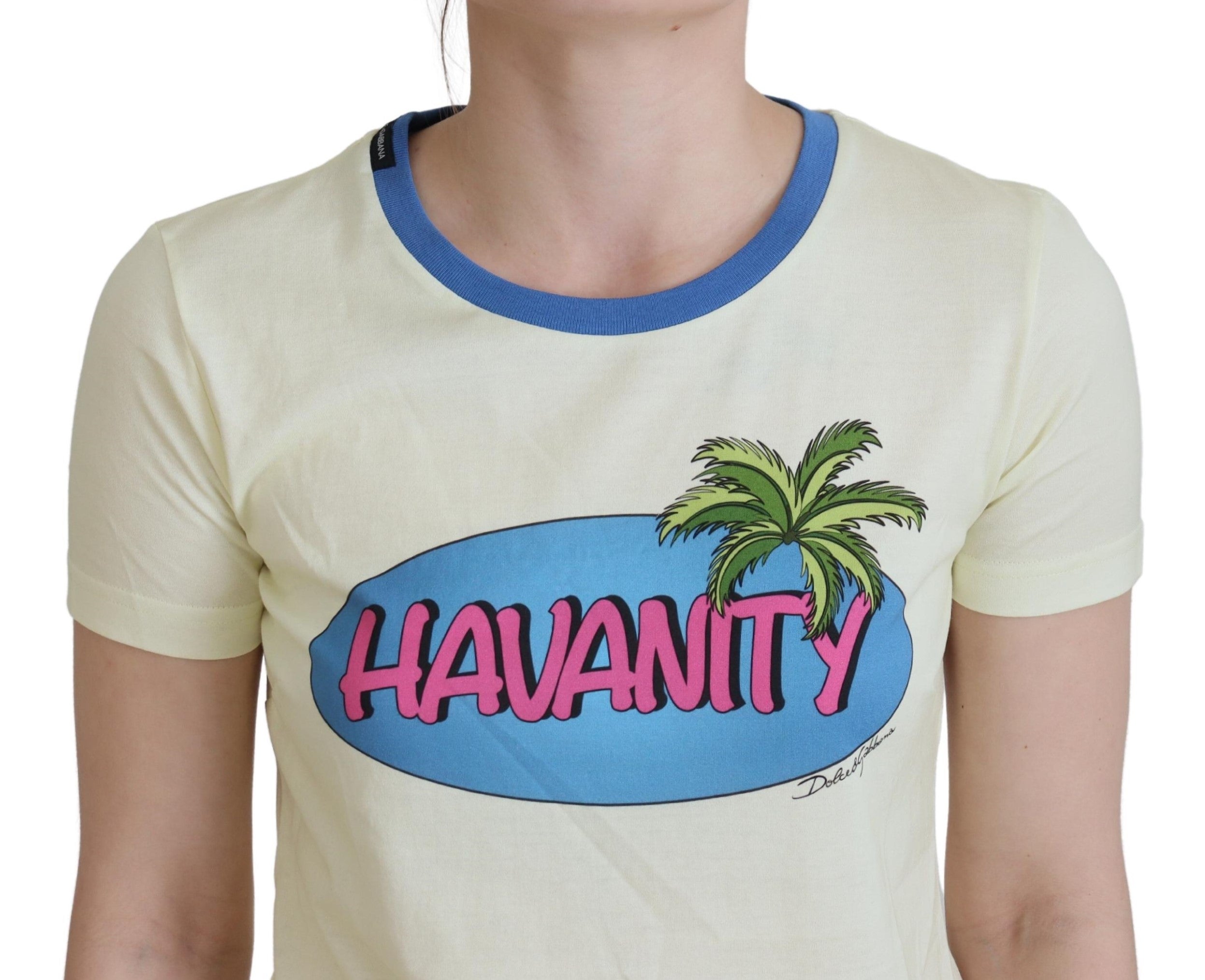 Geel Havanity T-shirt met ronde hals van katoen