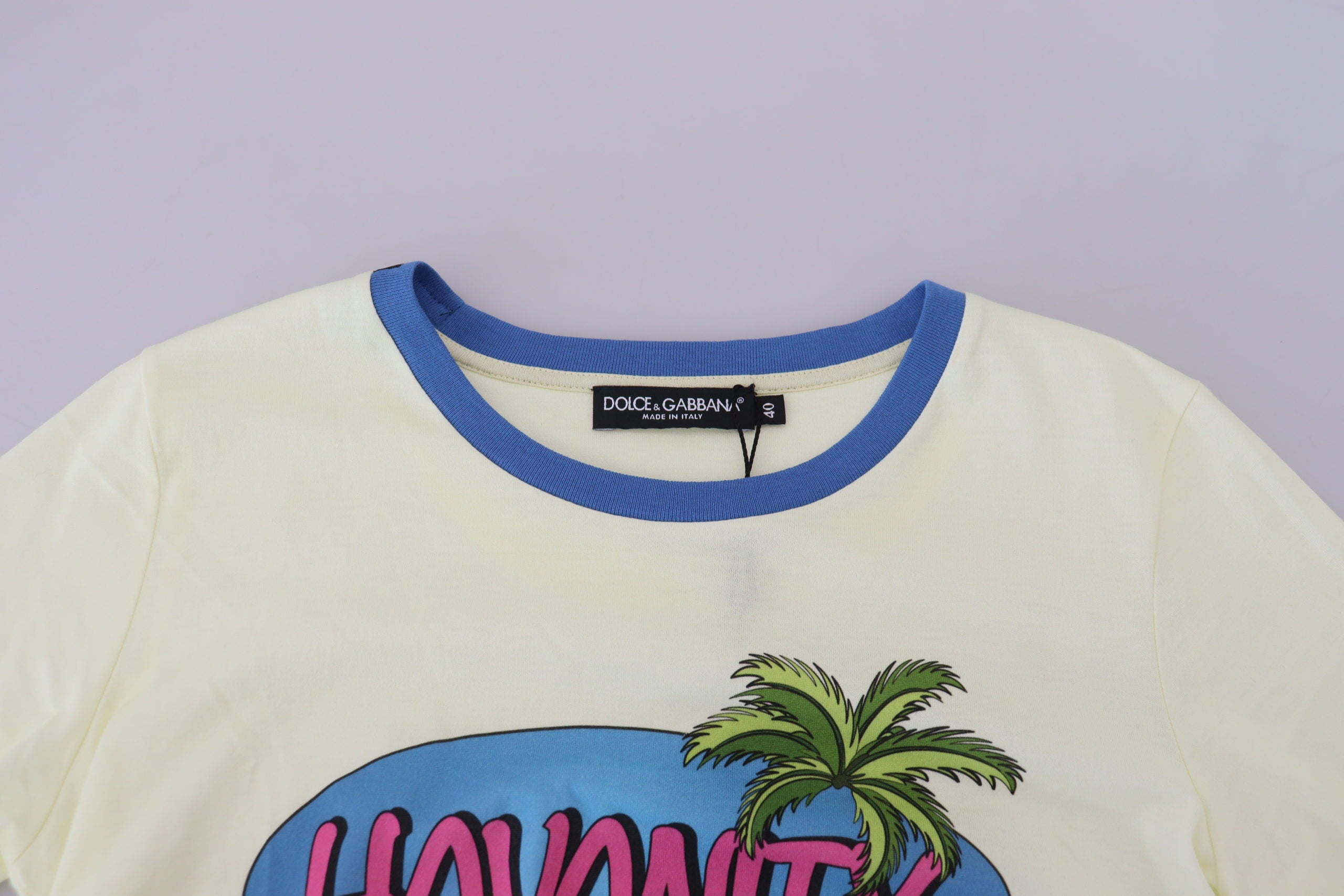Geel Havanity T-shirt met ronde hals van katoen