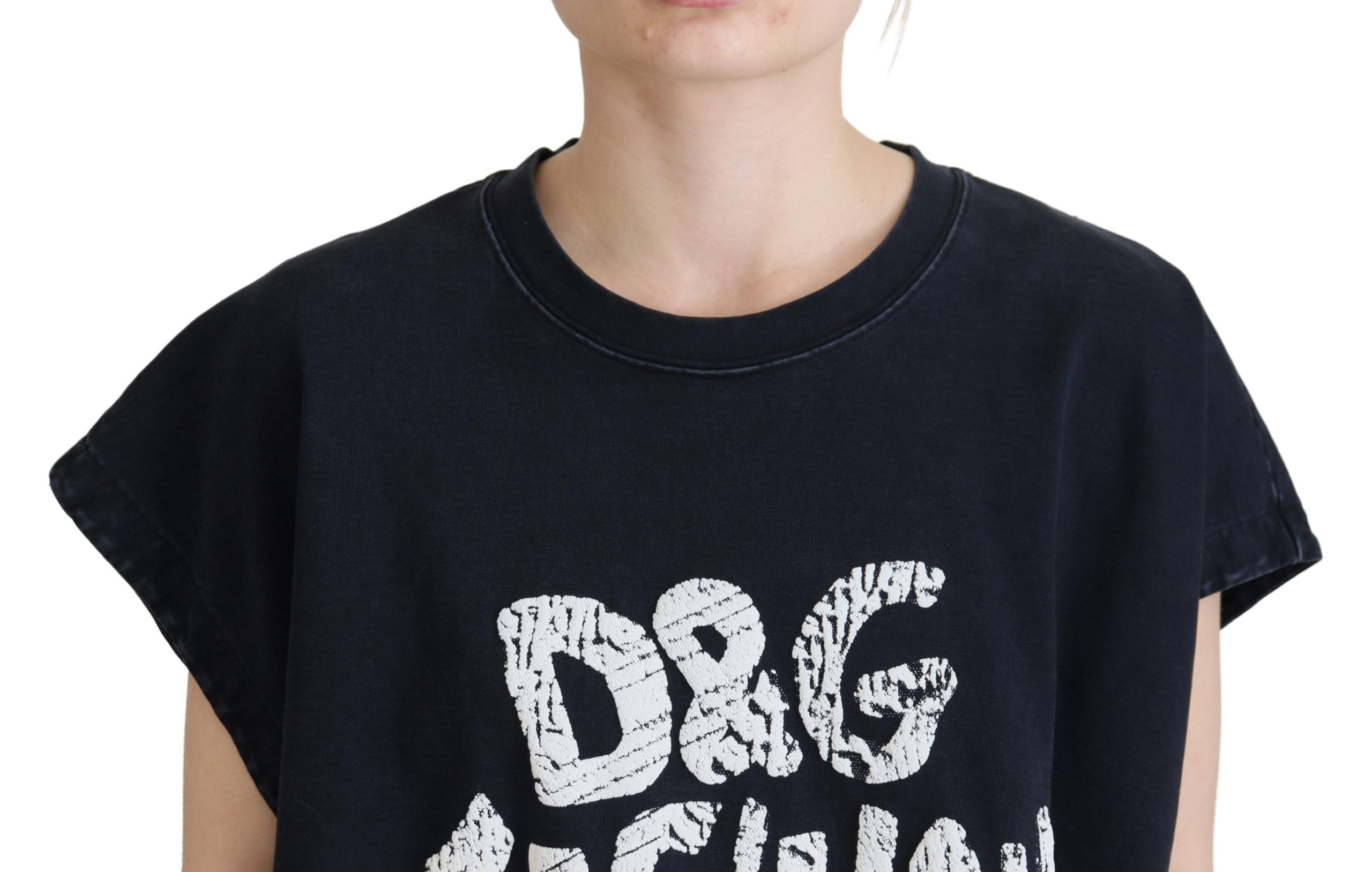 Zwart D&G Fashion T-shirt met ronde hals van katoen