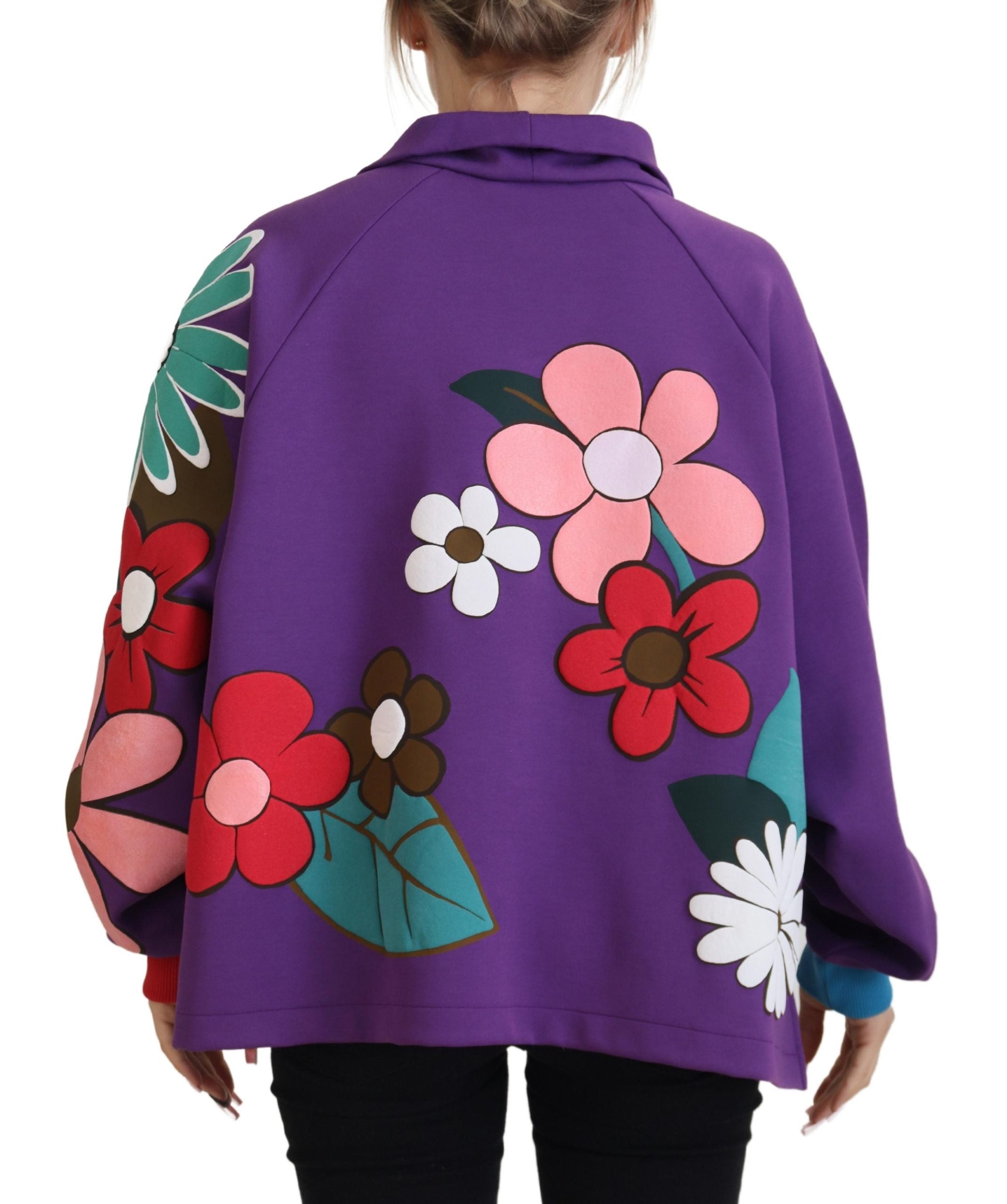 Paarse katoenen trui met bloemenprint