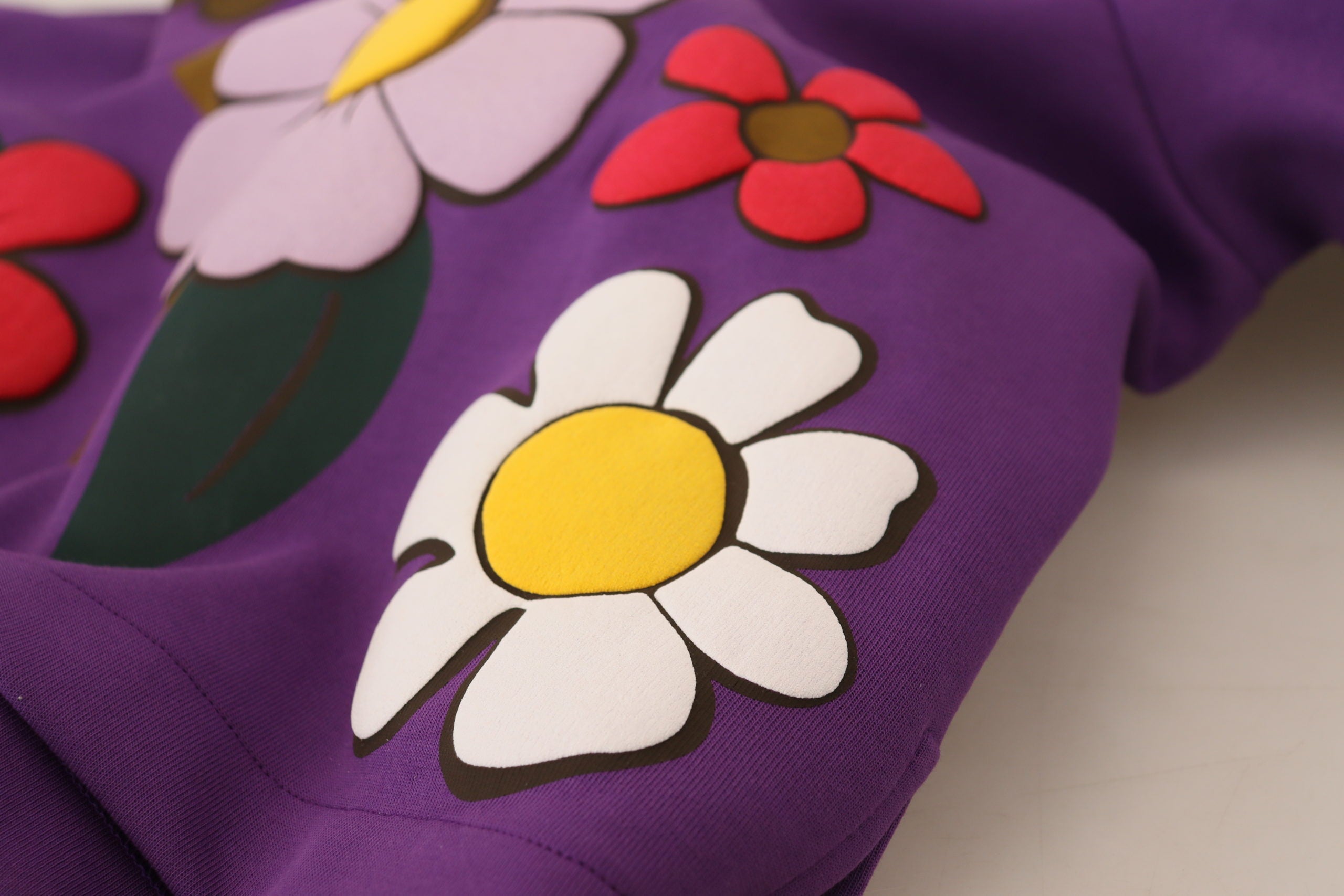 Paarse katoenen trui met bloemenprint