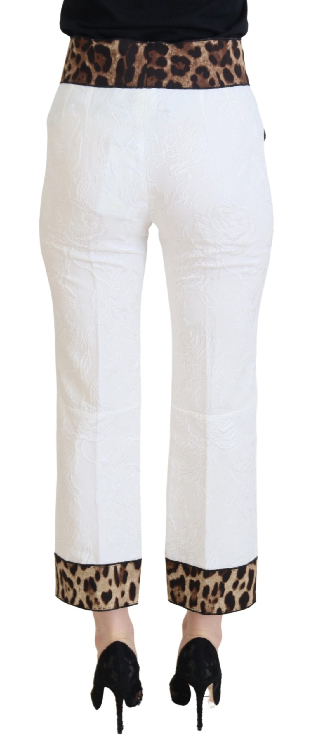 Witte luipaardprint hoge taille broek