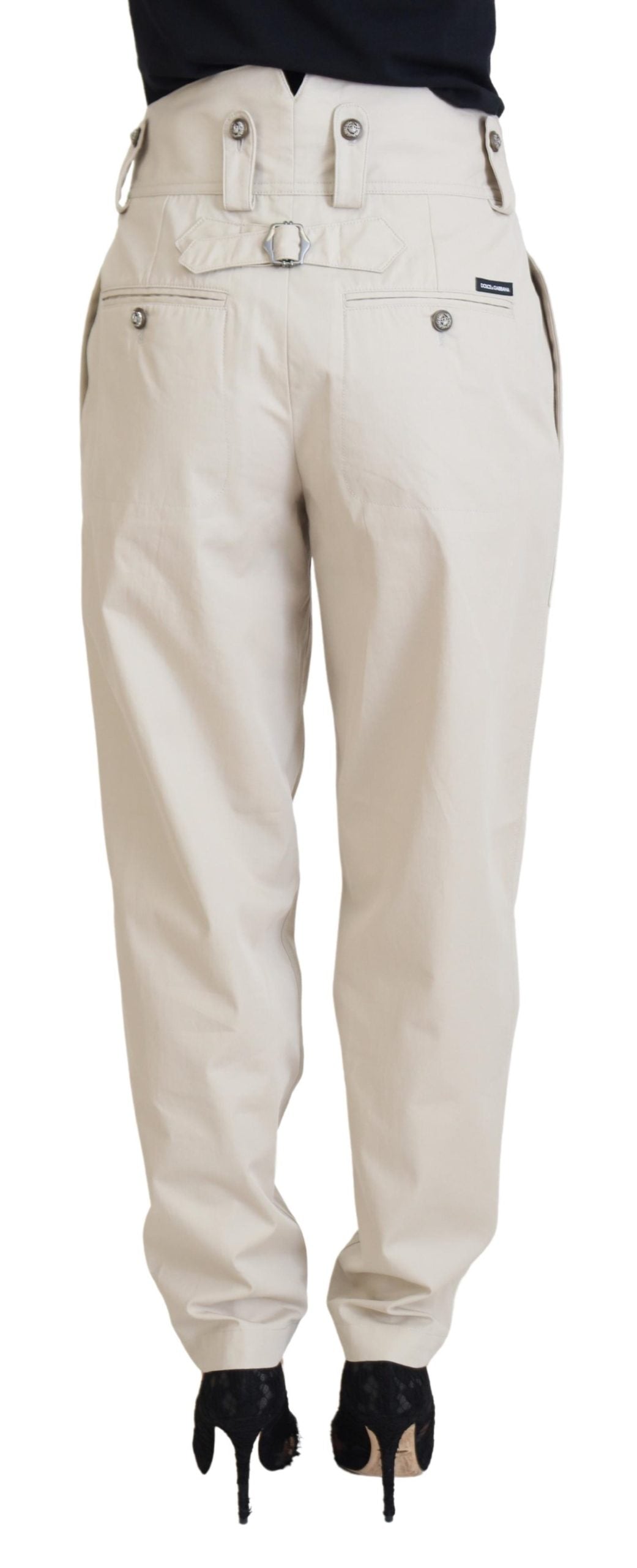 Beige damesbroek met hoge taille
