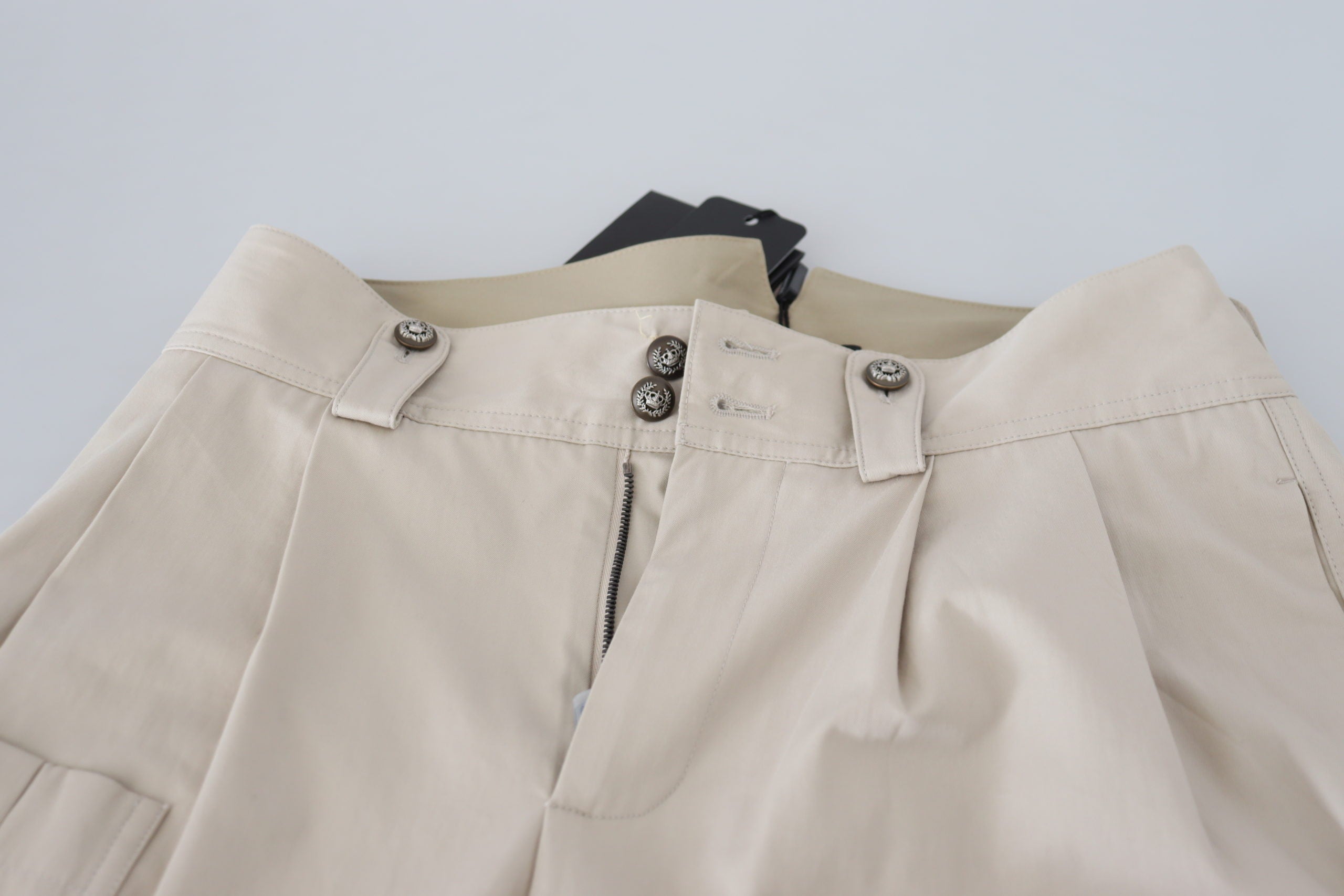Beige damesbroek met hoge taille