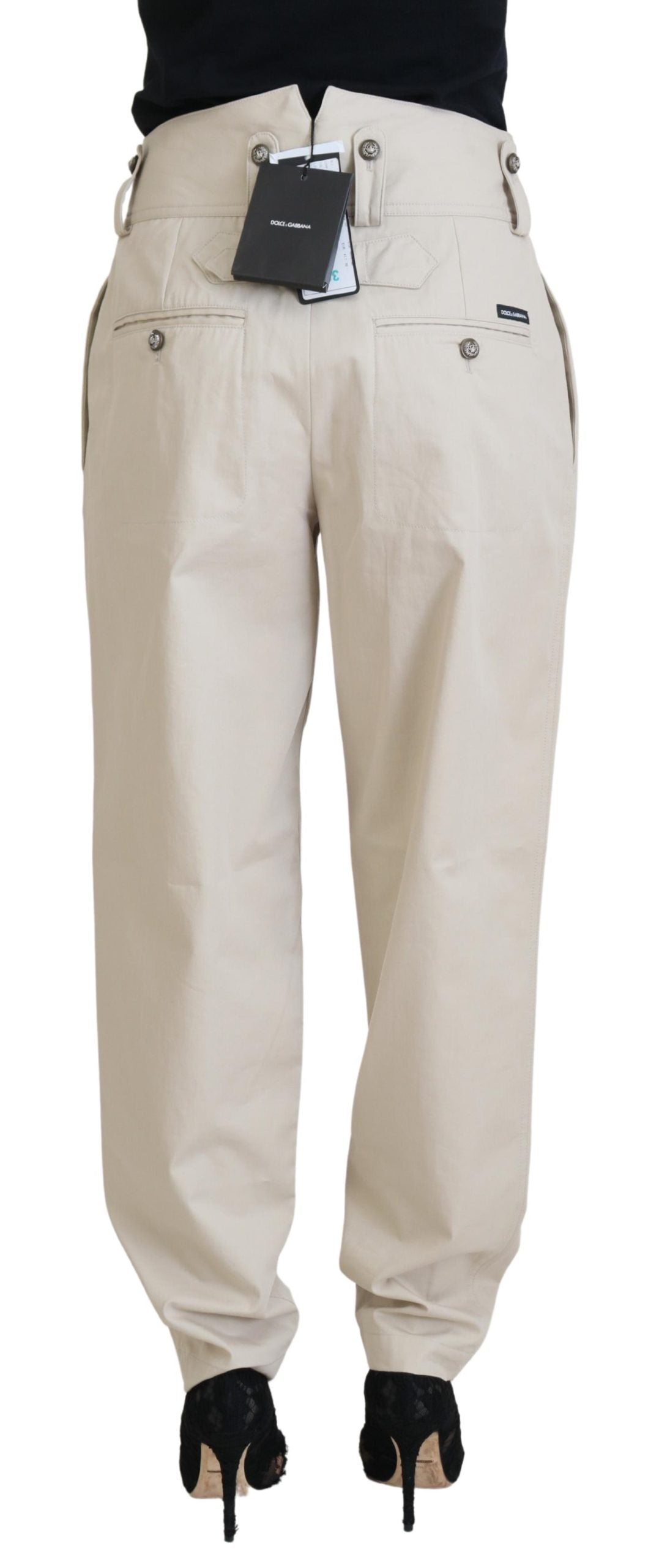 Beige katoenen dames cargobroek